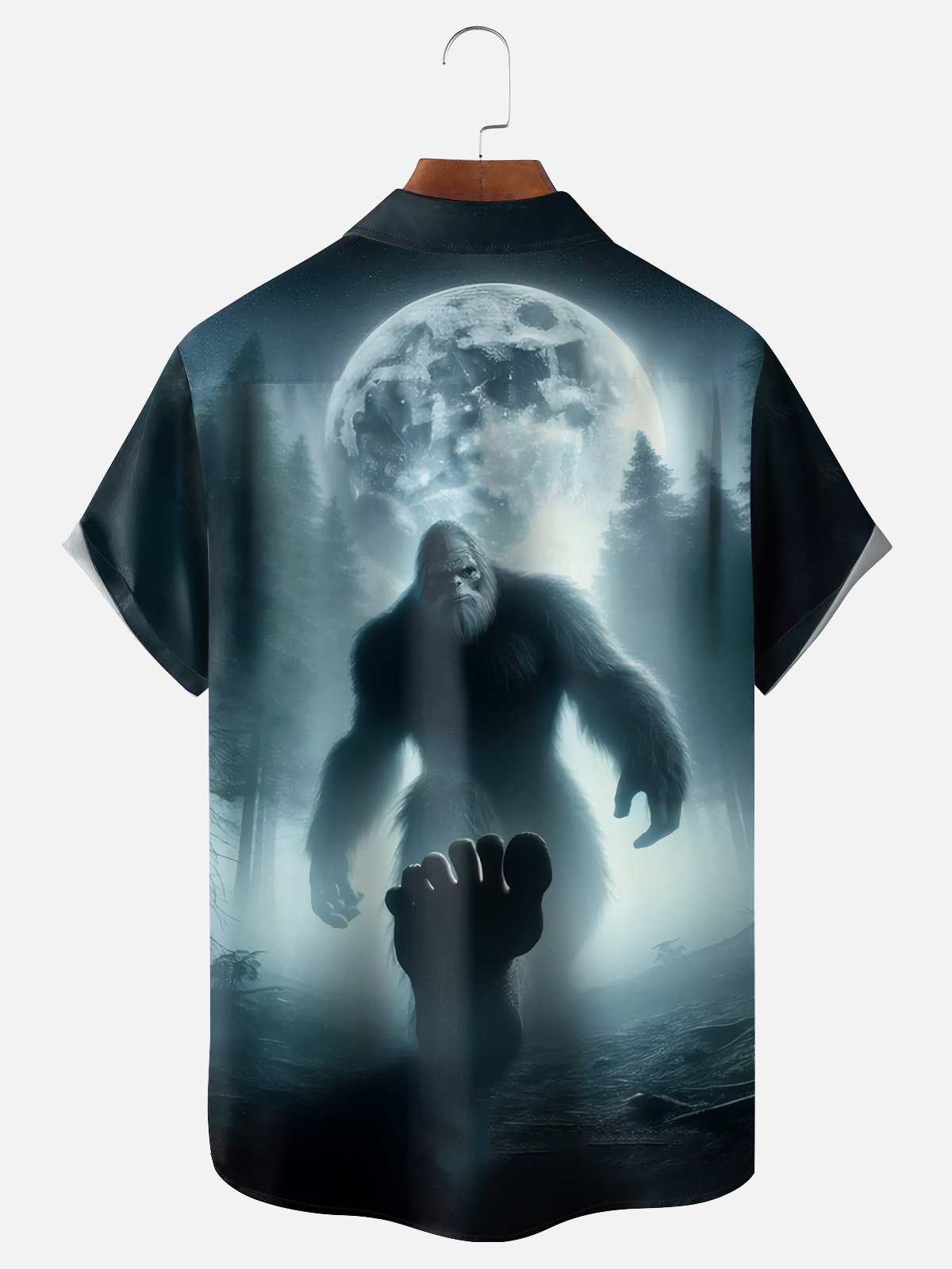 Moisture-wicking Jungle Bigfoot Giant Foot Chest Pocket Hawaiian Shirt