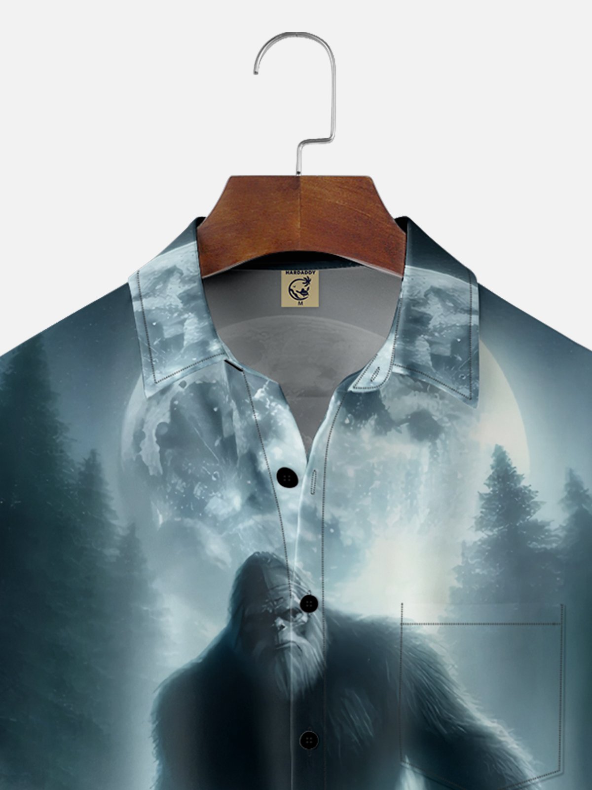 Moisture-wicking Jungle Bigfoot Giant Foot Chest Pocket Hawaiian Shirt