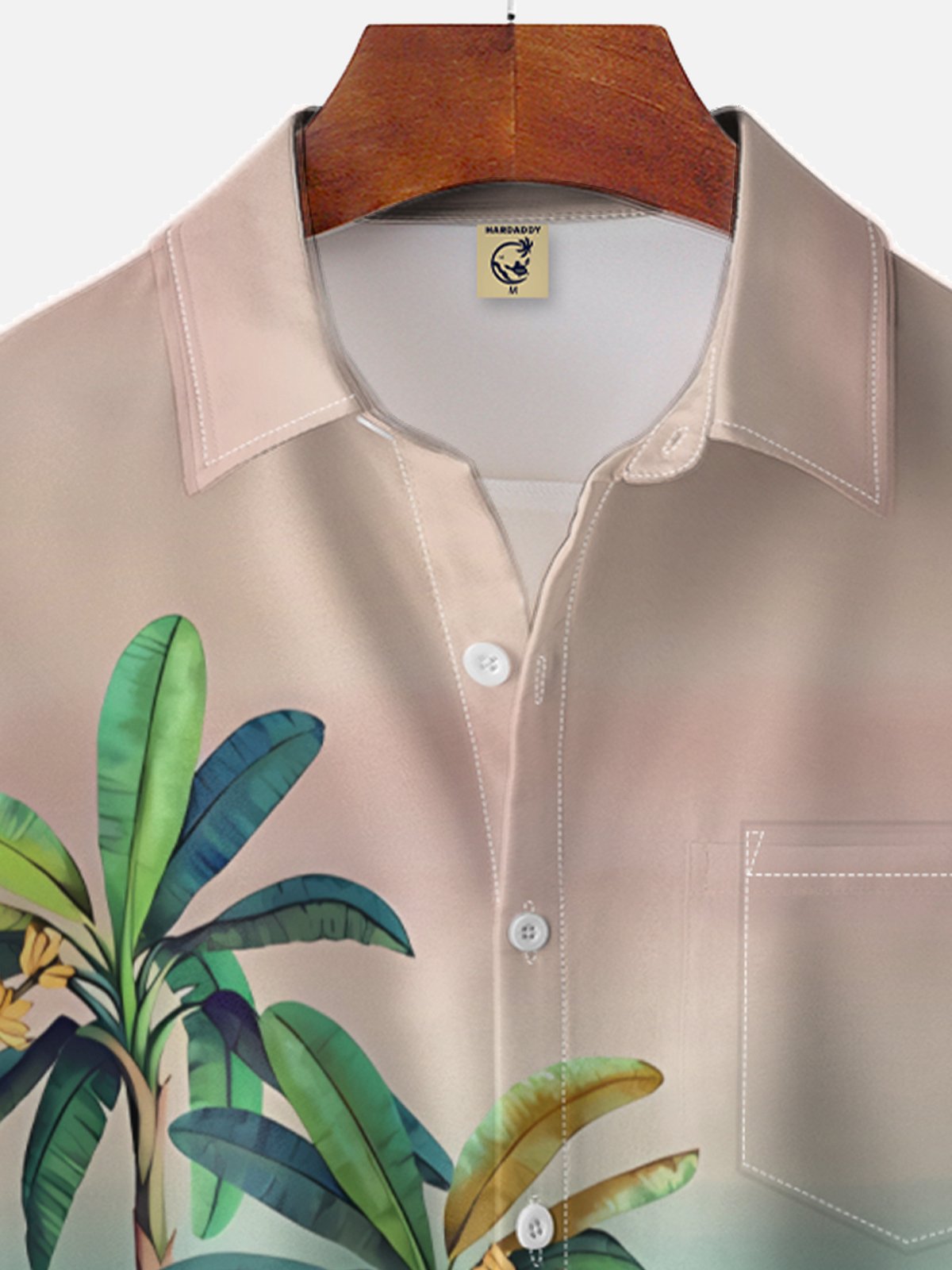 Moisture-wicking Palm Tree Chest Pocket Hawaiian Shirt