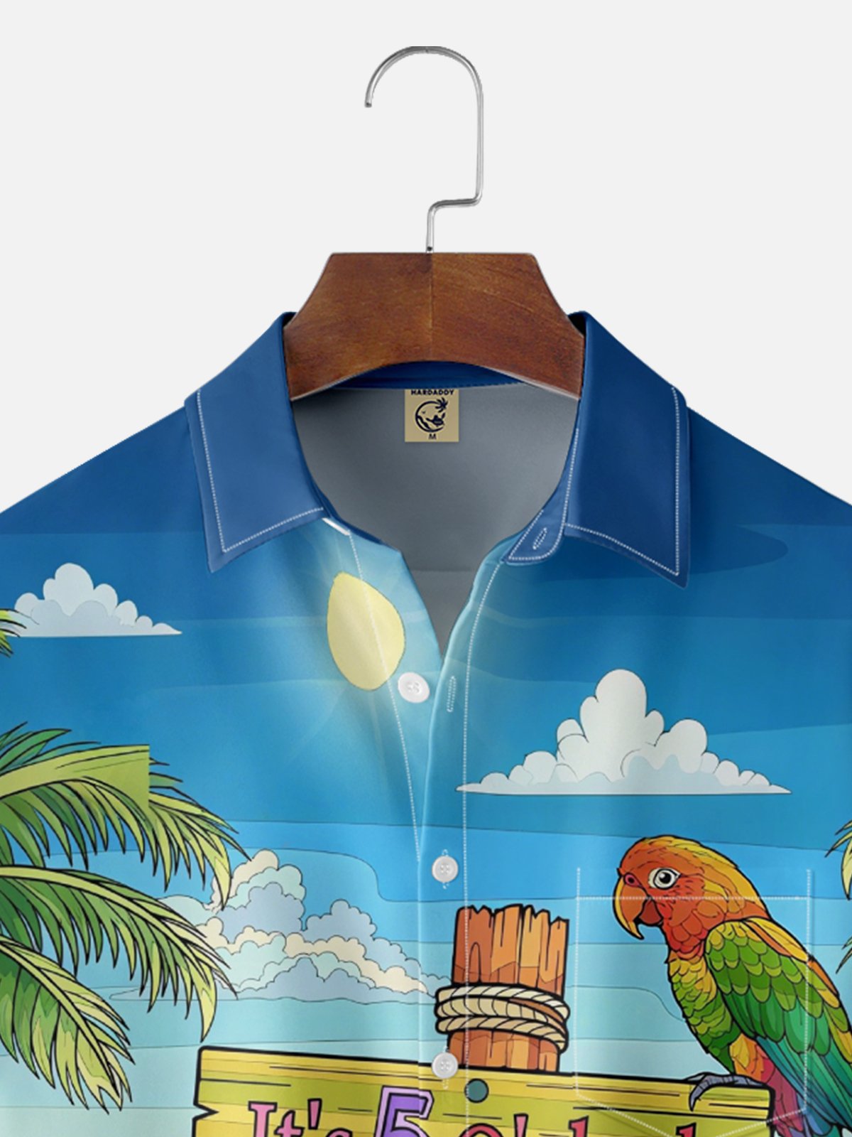 Moisture-wicking Palm Tree Parrots Its 5 O'clock Here Chest Pocket Hawaiian Shirt