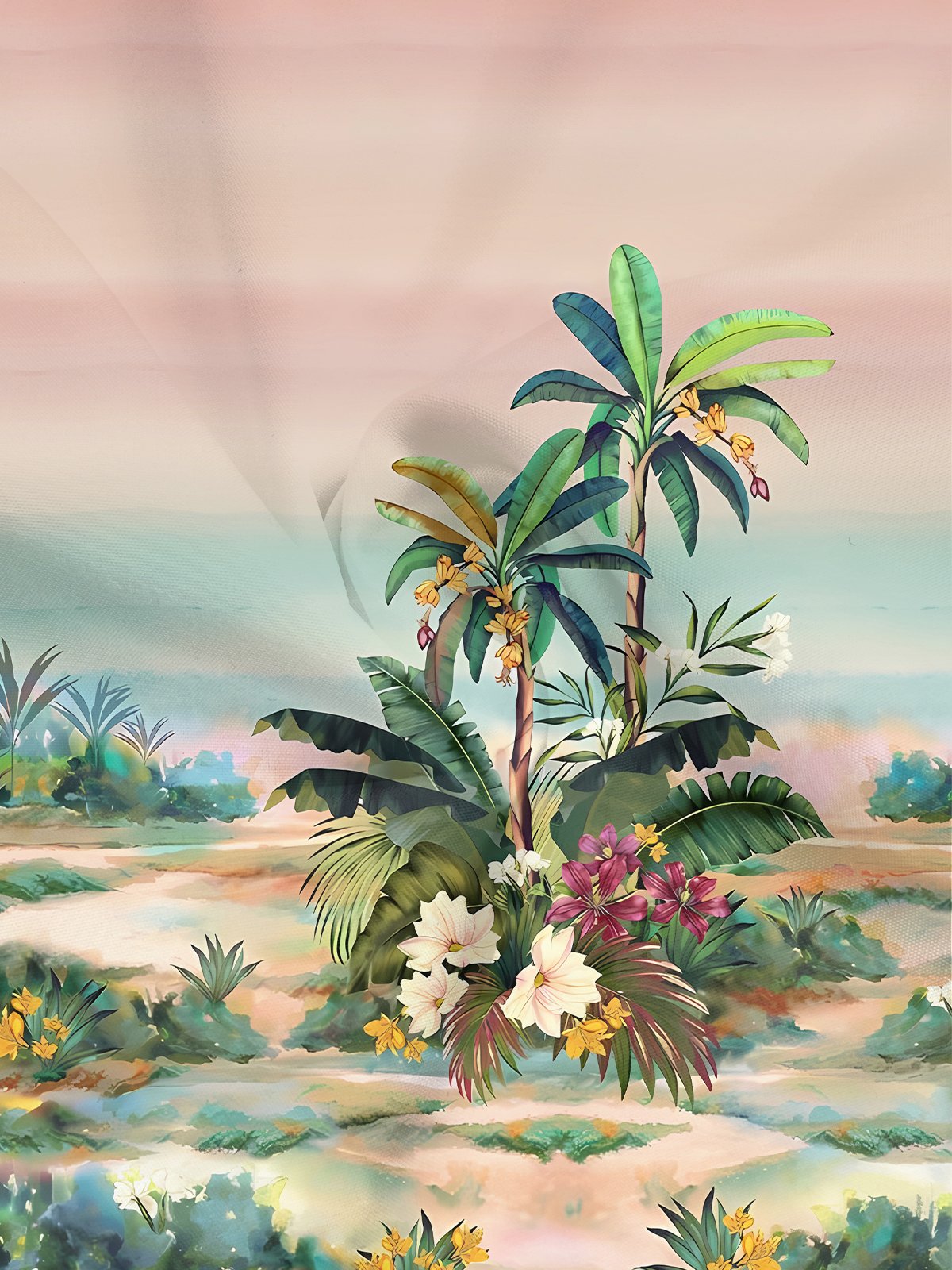 Moisture-wicking Palm Tree Chest Pocket Hawaiian Shirt