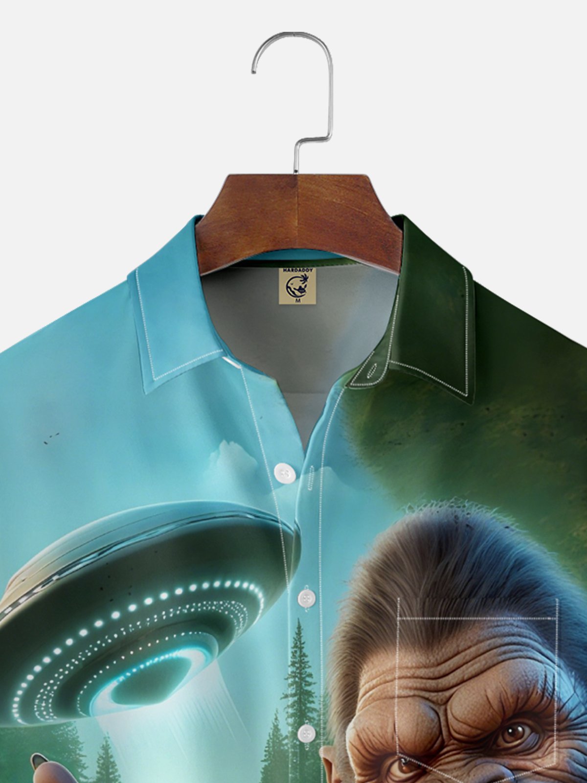 Moisture-wicking Bigfoot and UFO Chest Pocket Casual Shirt