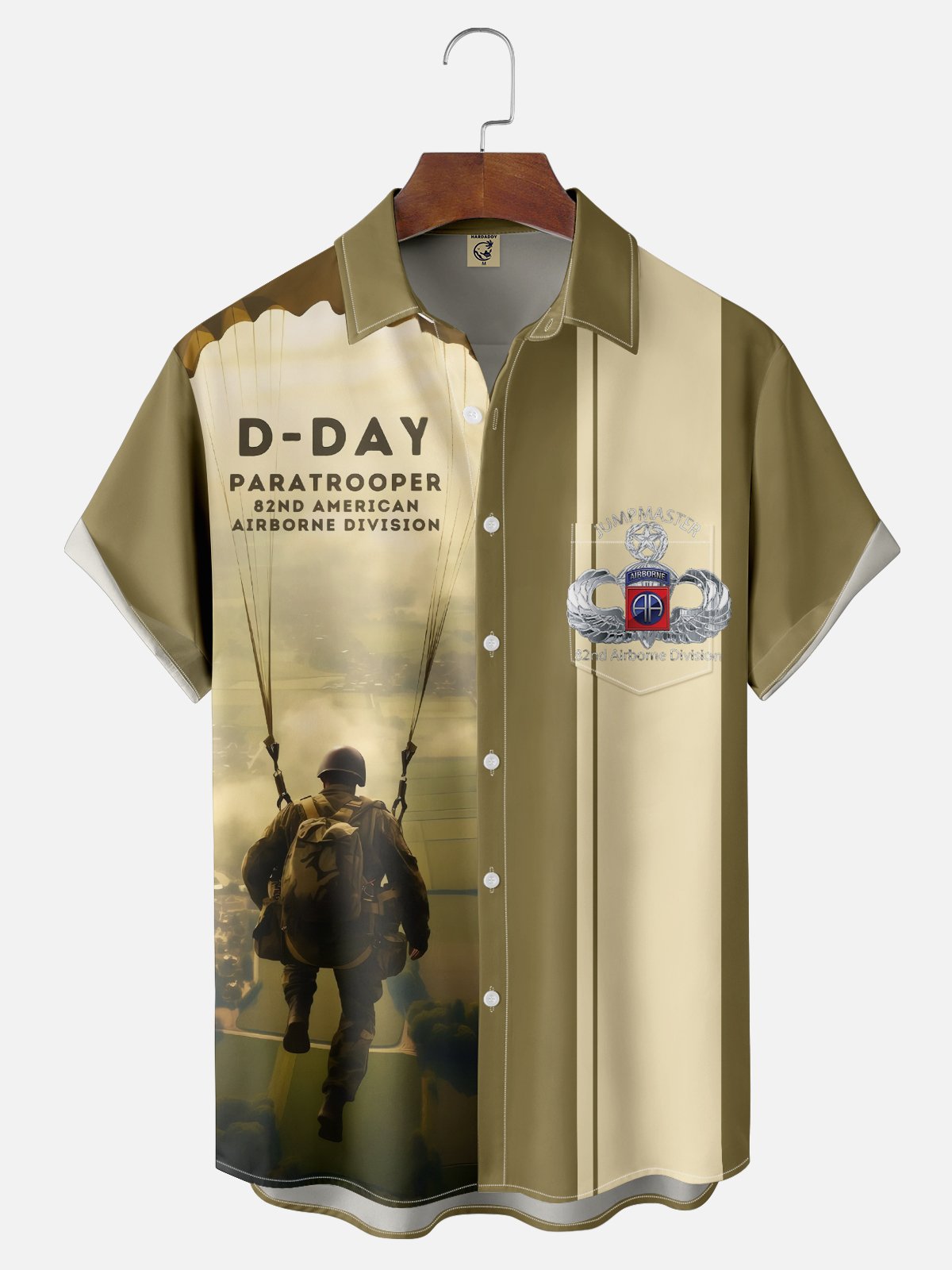 Moisture-wicking Normandy Landing 82nd Airborne Division Chest Pocket Casual Shirt