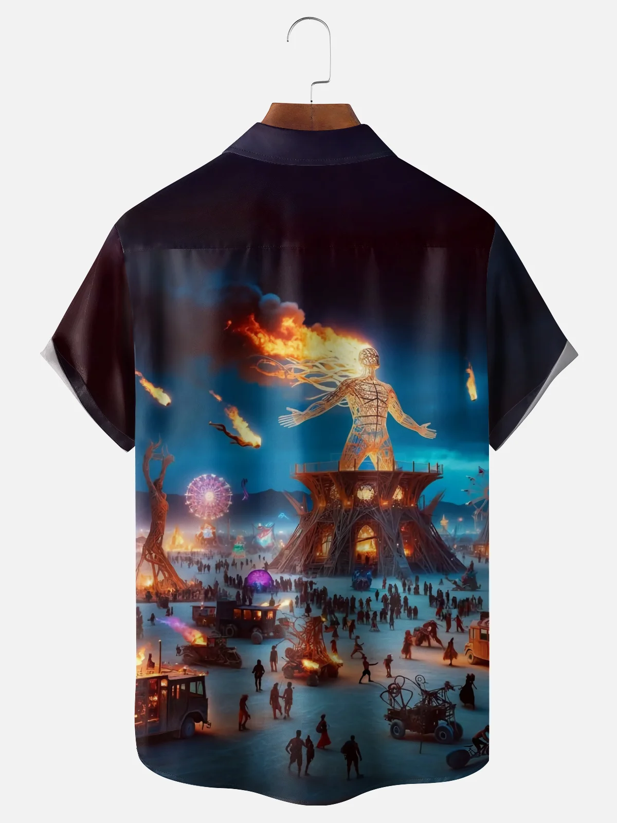 Moisture-wicking Burning Man Festival Chest Pocket Casual Shirt