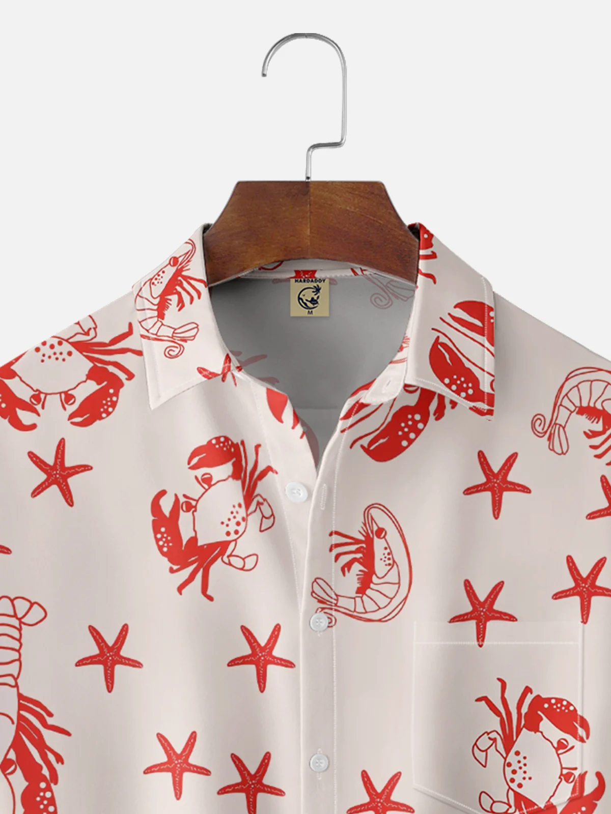 Moisture-wicking Marine Lobster Chest Pocket Hawaiian Shirt