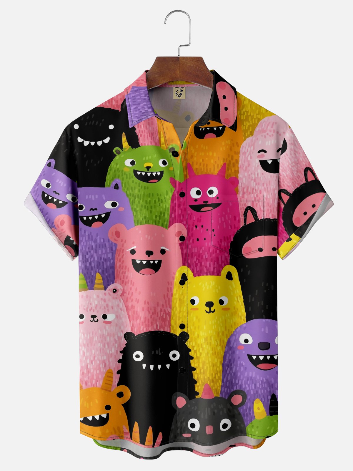 Moisture-wicking Cartoon Chest Pocket Casual Shirt