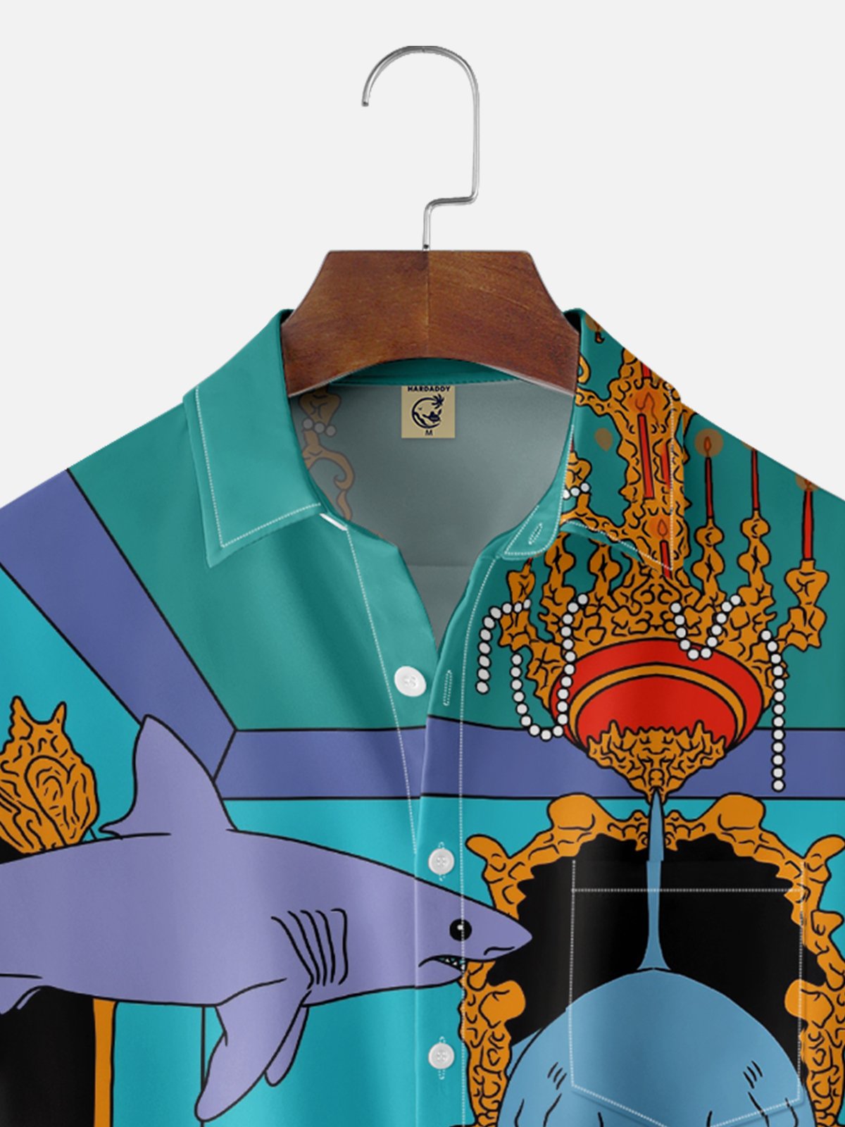 Hardaddy X Motel Gemini Moisture-wicking Shark Fishes Chest Pocket Hawaiian Shirt