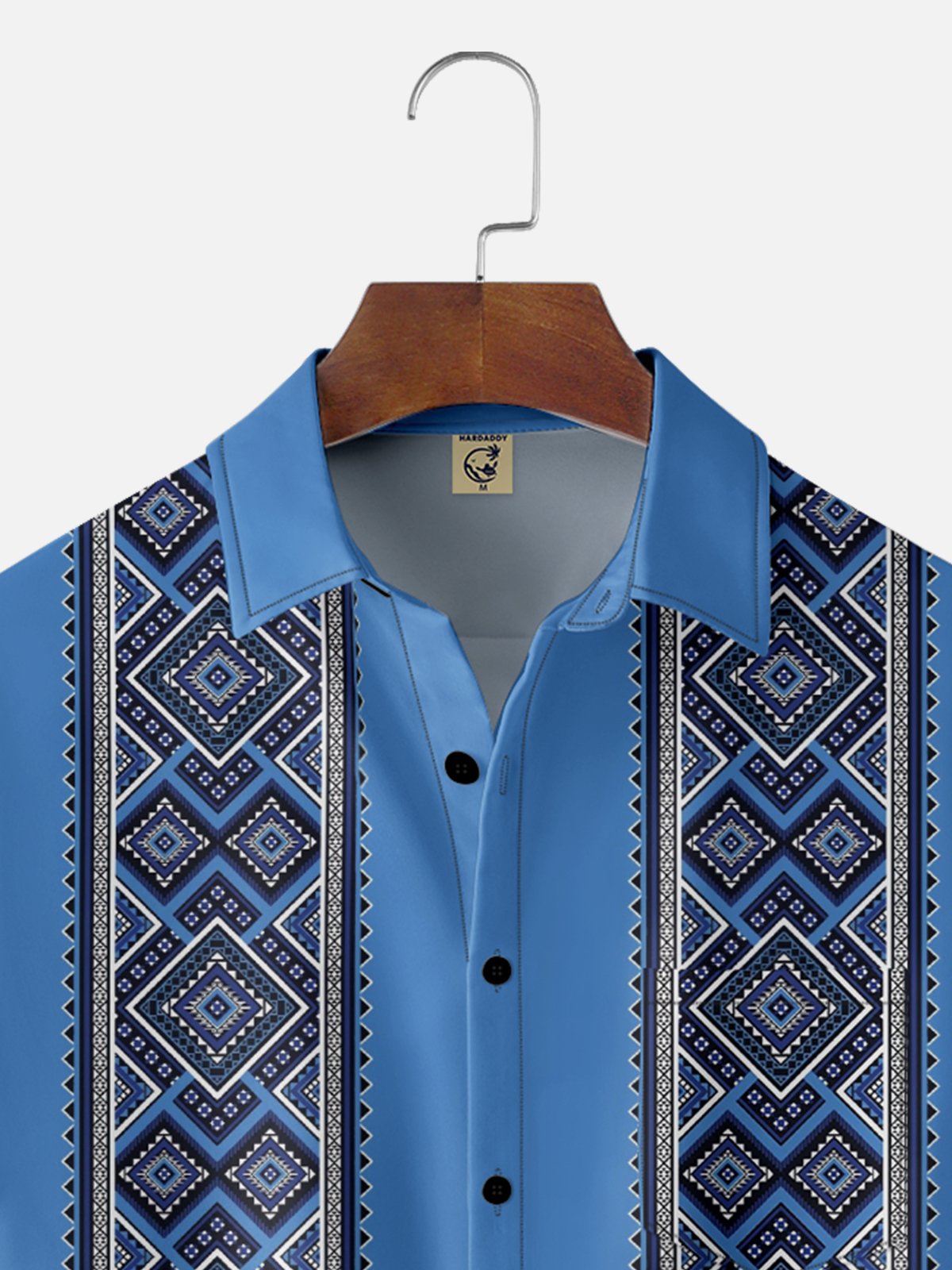 Moisture Wicking Stripes Geometric Chest Pocket Hawaiian Shirt