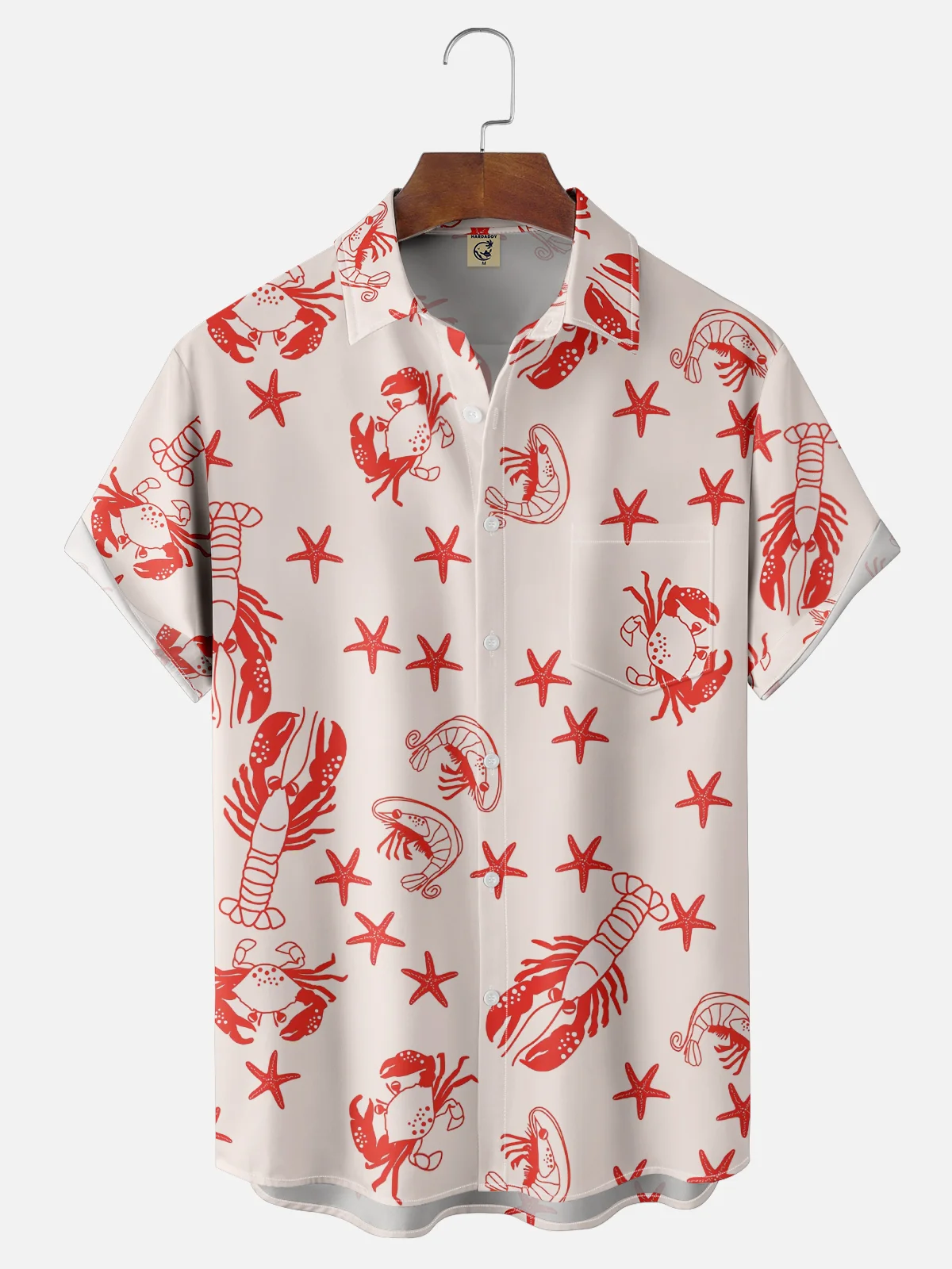 Moisture-wicking Marine Lobster Chest Pocket Hawaiian Shirt