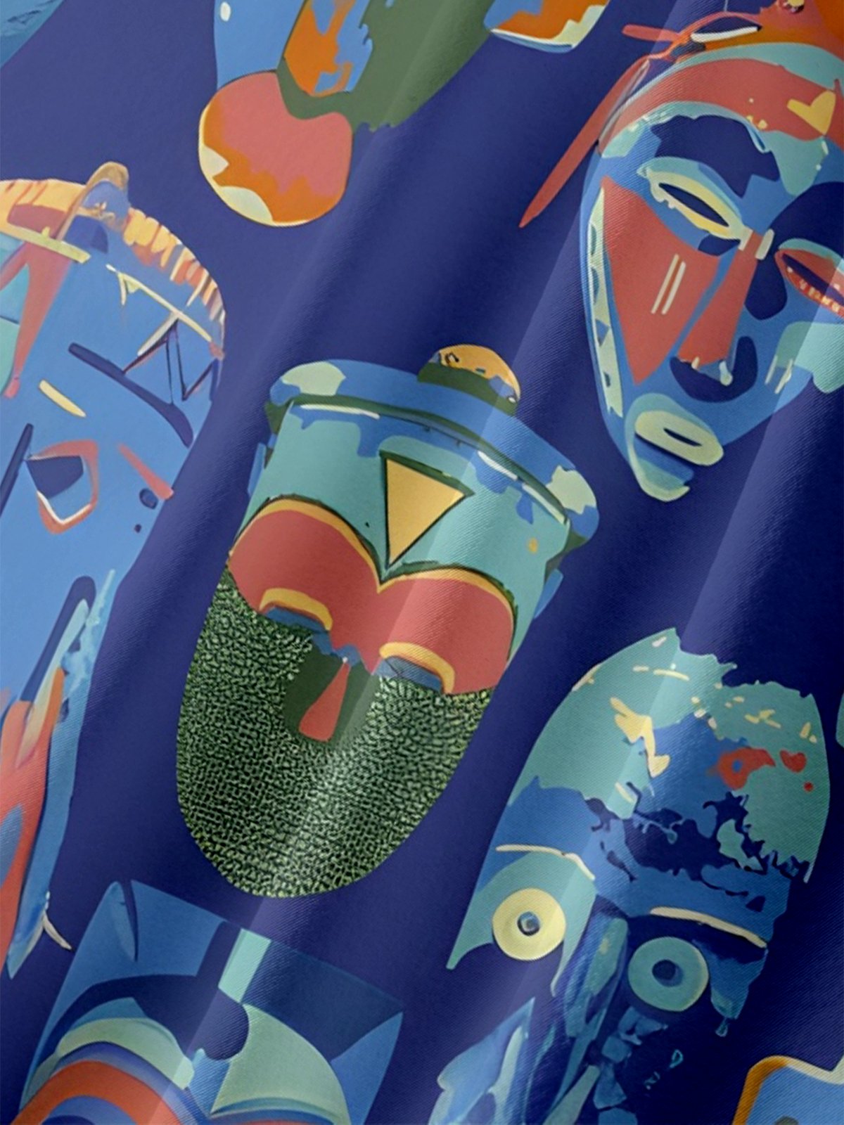 Moisture-wicking Tiki Chest Pocket Hawaiian Shirt