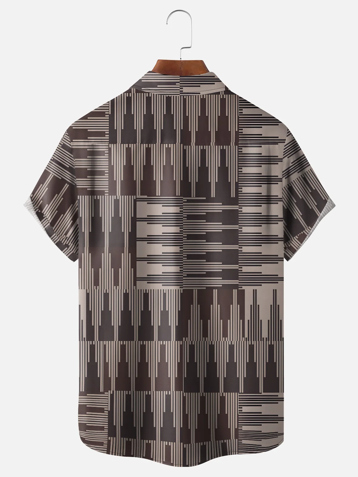 Moisture-wicking Geometric Stripes Chest Pocket Casual Shirt