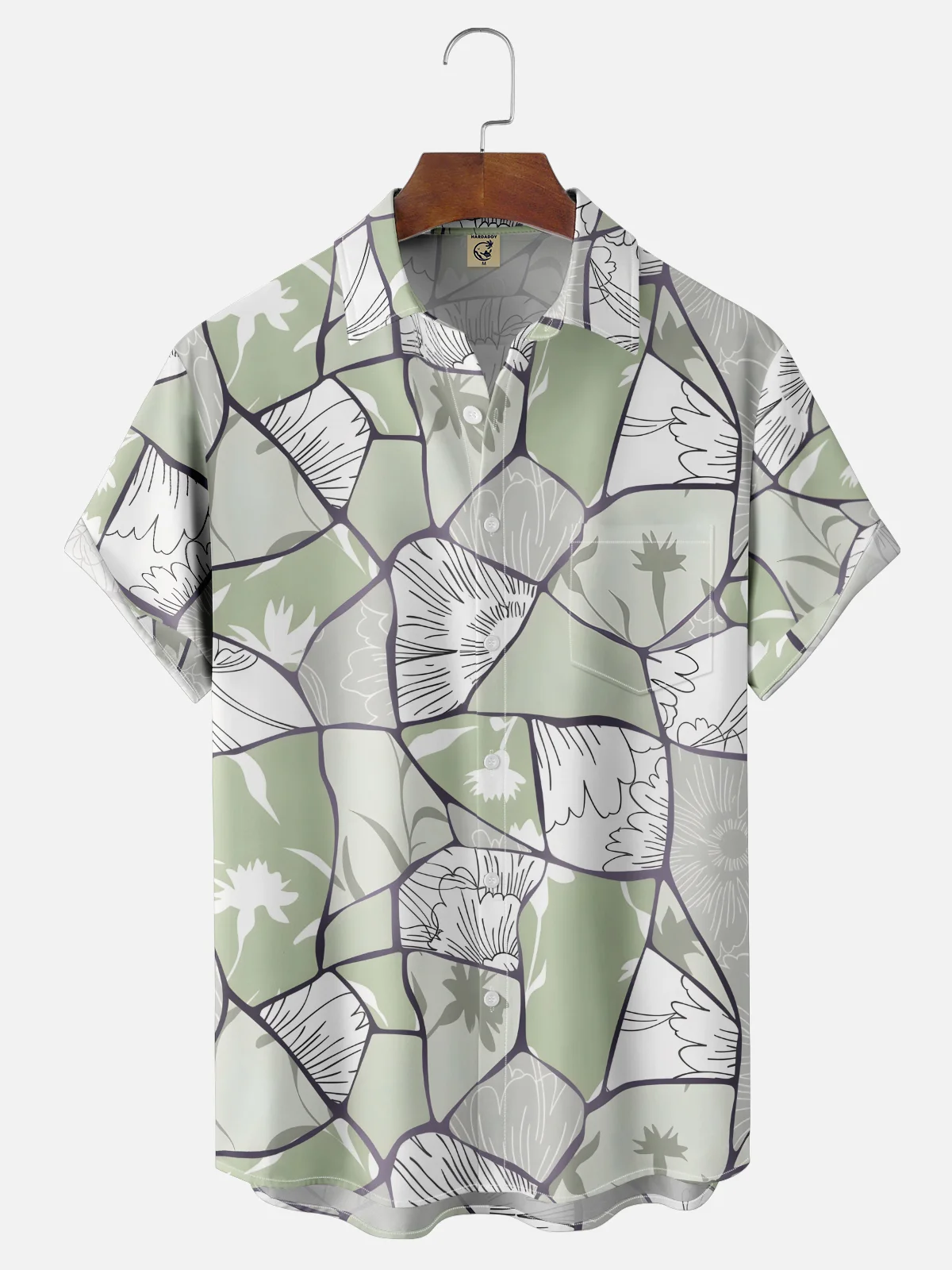 Moisture-wicking Artistic Abstract Chest Pocket Casual Shirt