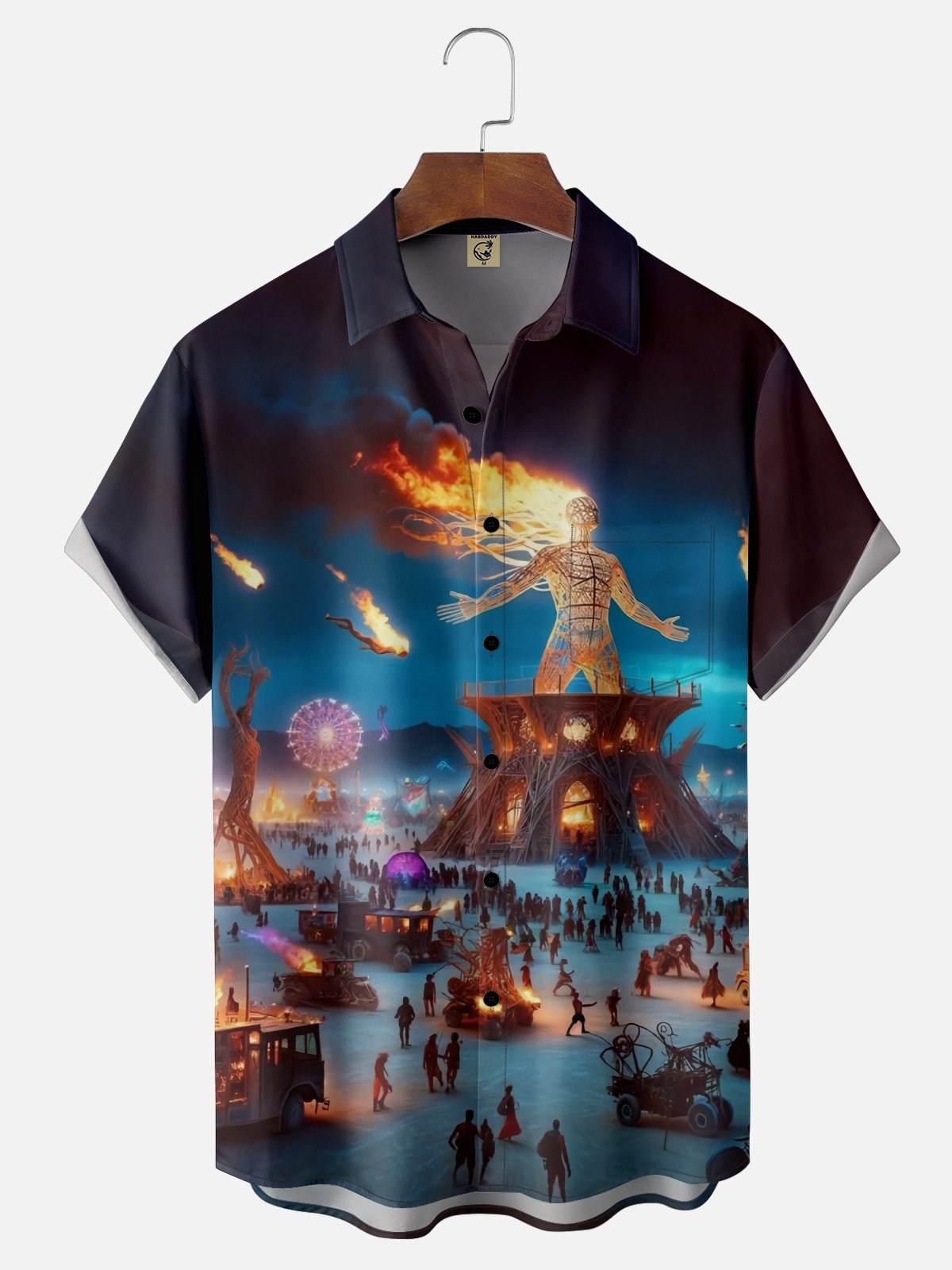Moisture-wicking Burning Man Festival Chest Pocket Casual Shirt