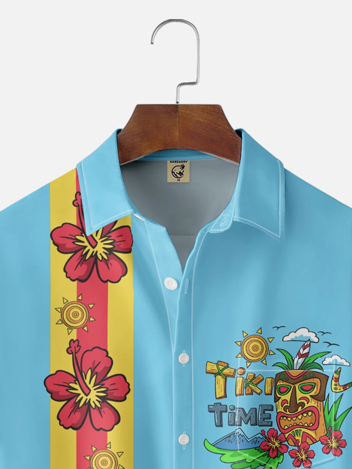 Moisture-wicking Tiki Time Floral Chest Pocket Bowling Shirt