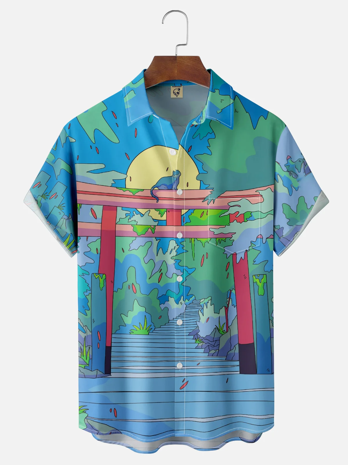 Hardaddy X Stephen Wade Moisture-wicking Japanese Pop Art Chest Pocket Hawaiian Shirt