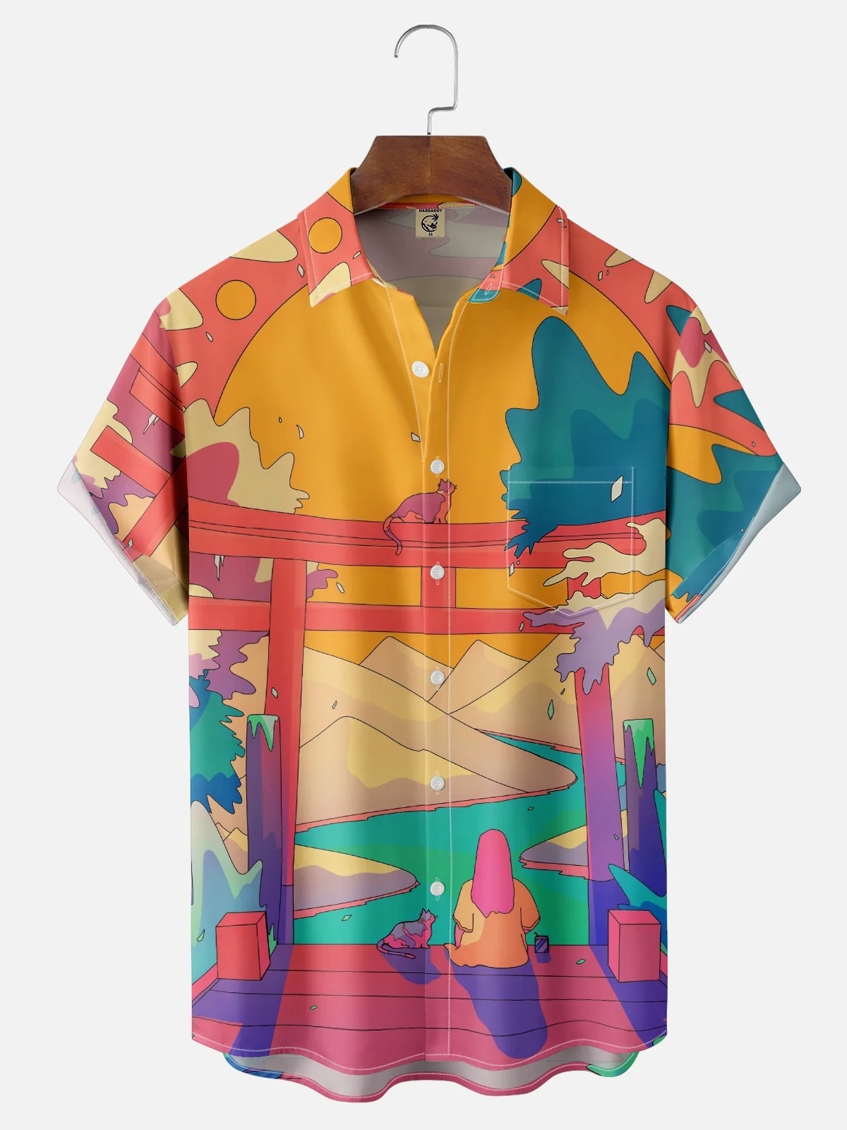 Hardaddy X Stephen Wade Moisture-wicking Landscape Chest Pocket Hawaiian Shirt