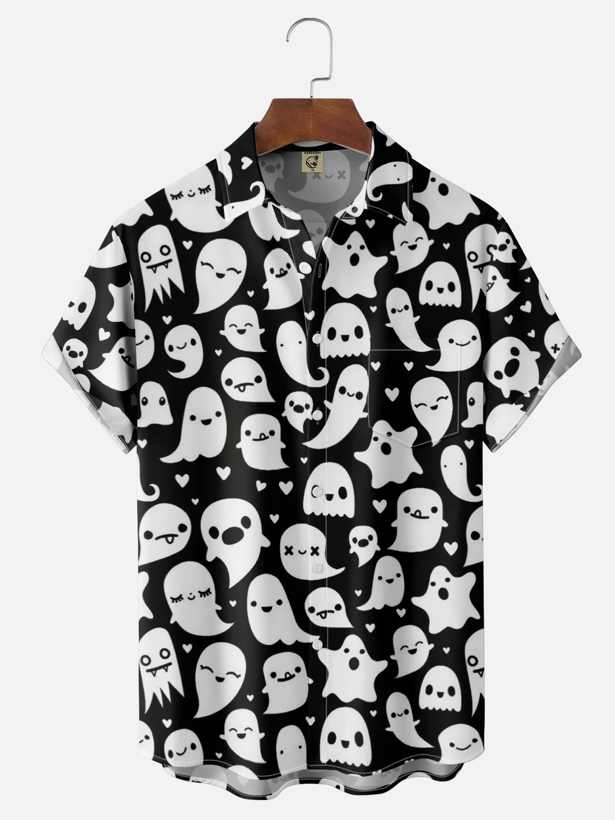 Moisture-wicking Halloween Ghost Chest Pocket Casual Shirt