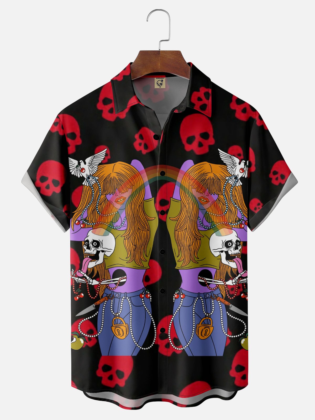 Hardaddy X Motel Gemini Moisture-wicking Skull Chest Pocket Hawaiian Shirt