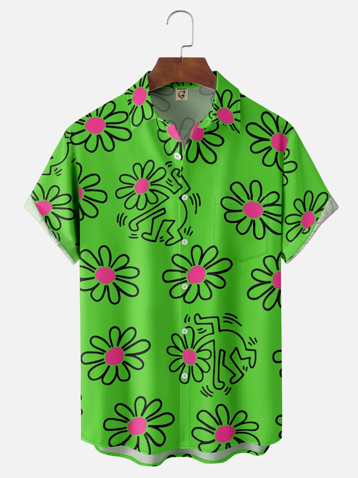 Moisture-wicking Floral Chest Pocket Hawaiian Shirt