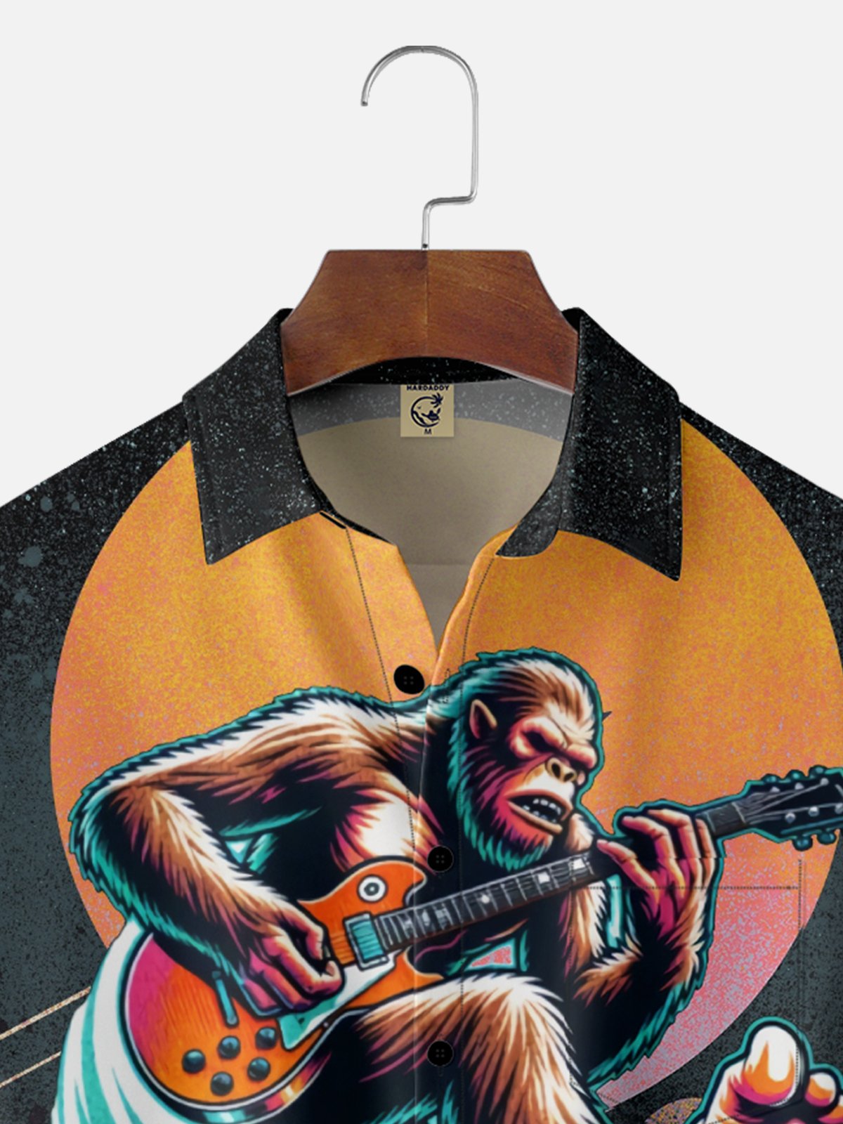Hardaddy X Stephen Wade Moisture Wicking Guitar Music Bigfoot Chest Pocket Hawaiian Shirt