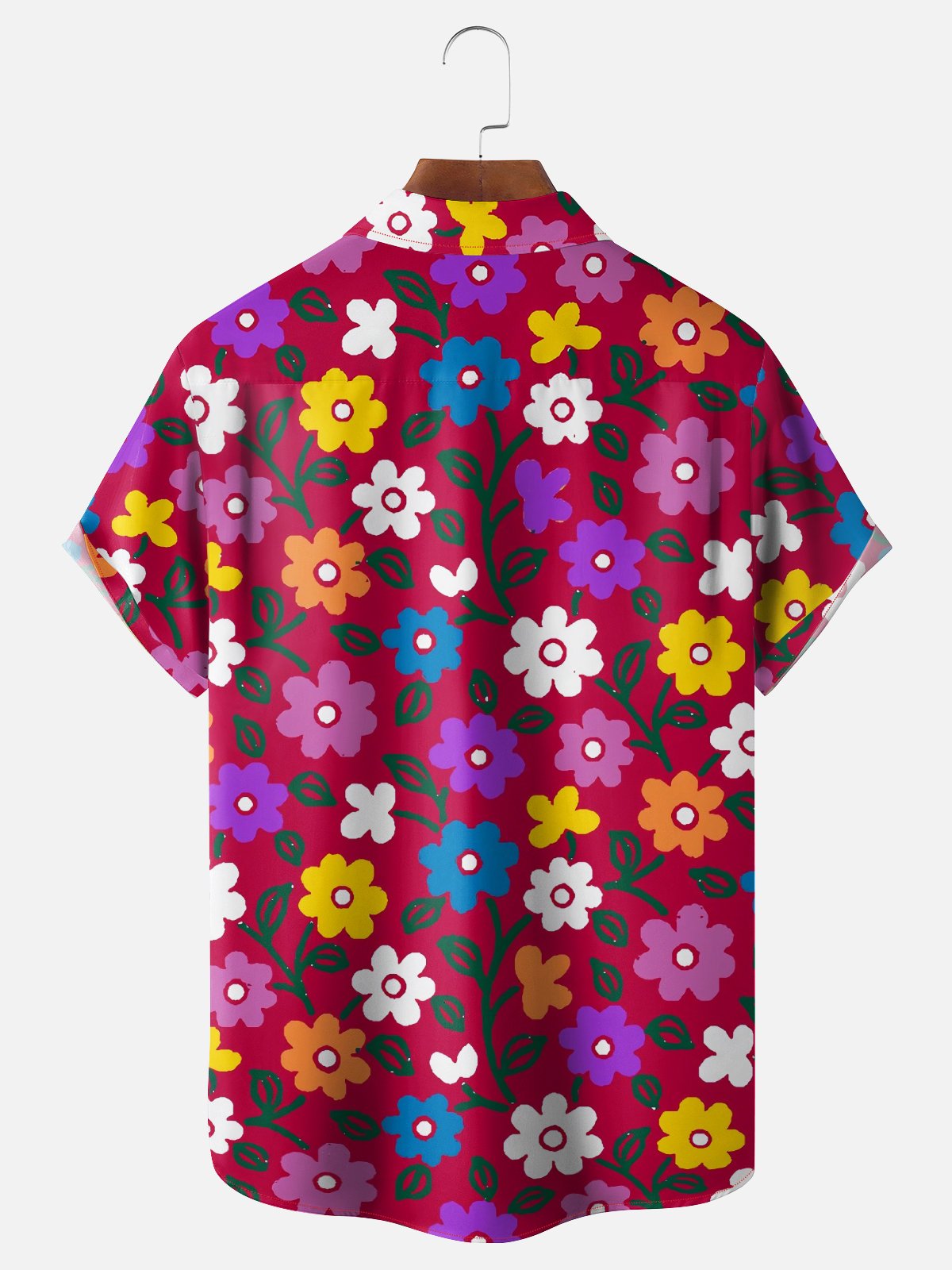 Moisture-wicking Floral Chest Pocket Hawaiian Shirt