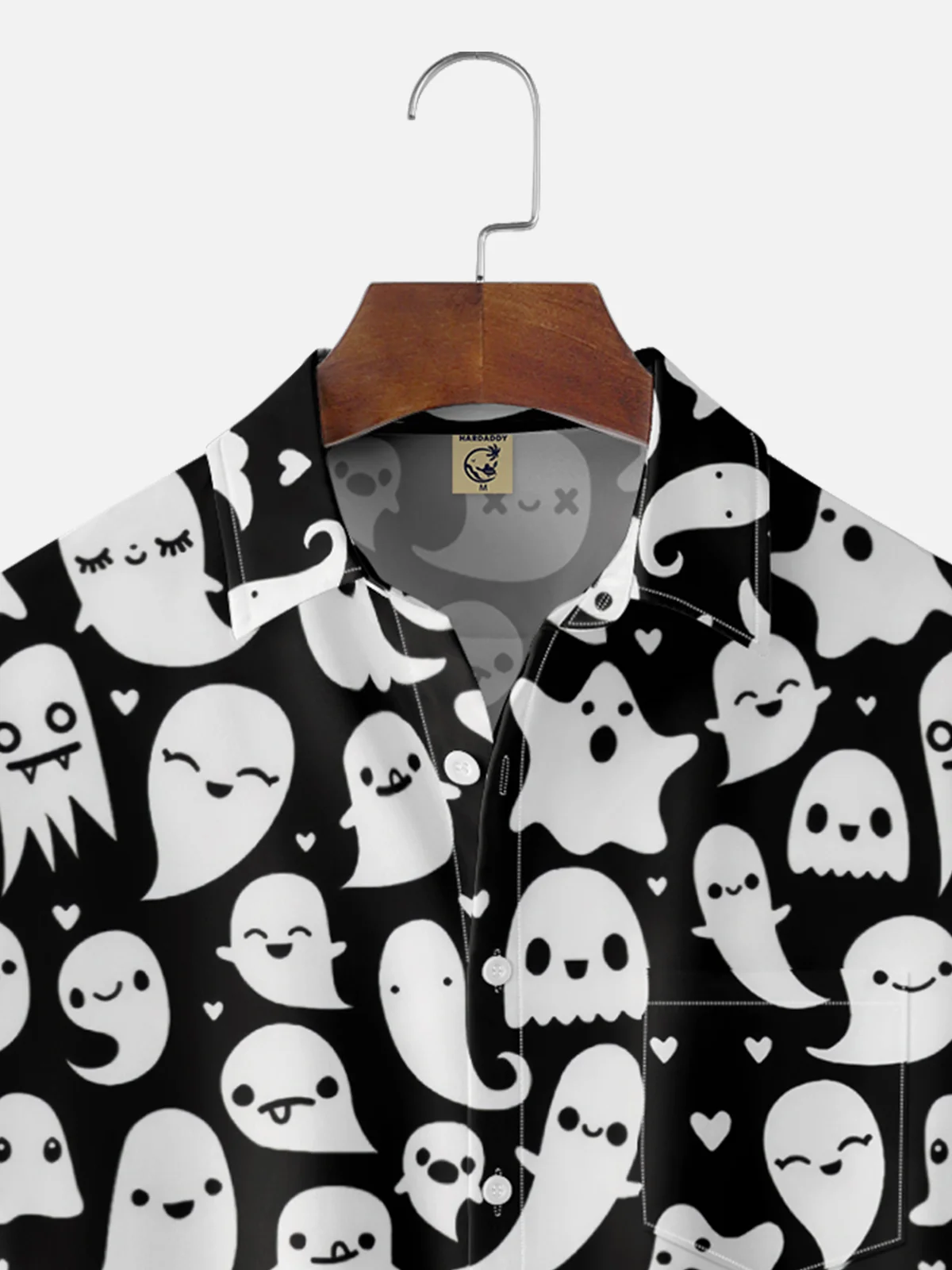 Moisture-wicking Halloween Ghost Chest Pocket Casual Shirt