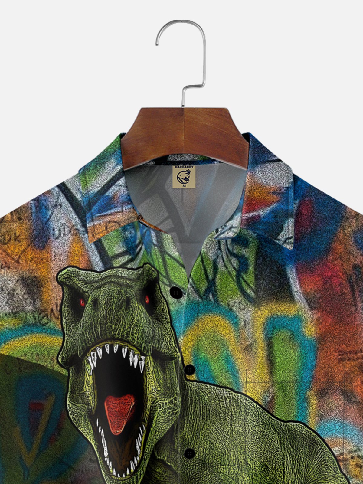 Hardaddy X Valentina Bjekovic Moisture Wicking Dinosaur Chest Pocket Hawaiian Shirt