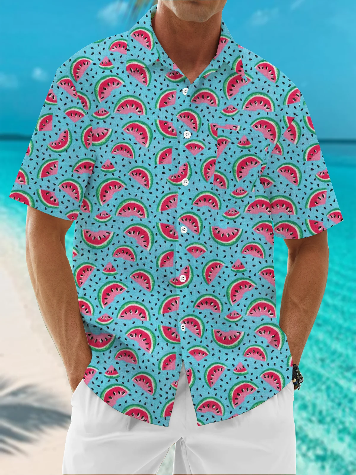 Moisture Wicking Vintage Watermelon Hawaiian Shirt