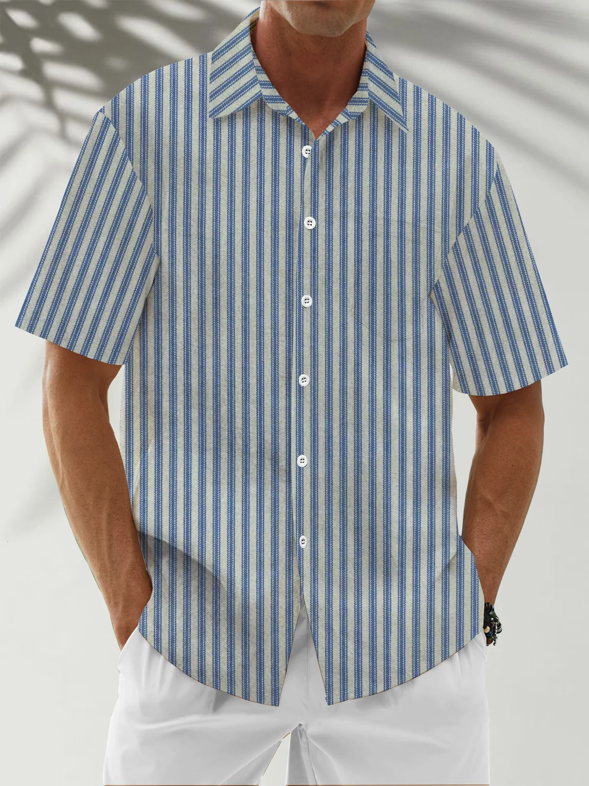 Moisture Wicking Vintage Striped Hawaiian Shirt