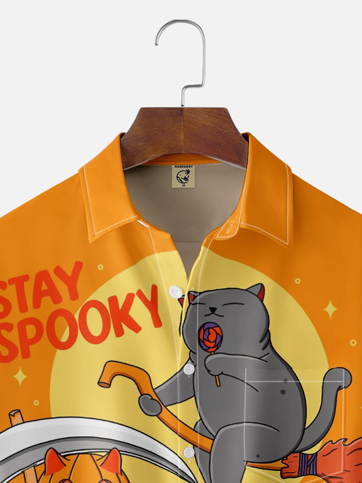 Hardaddy X Kimprut Imut Moisture-wicking Halloween Cats Chest Pocket Hawaiian Shirt