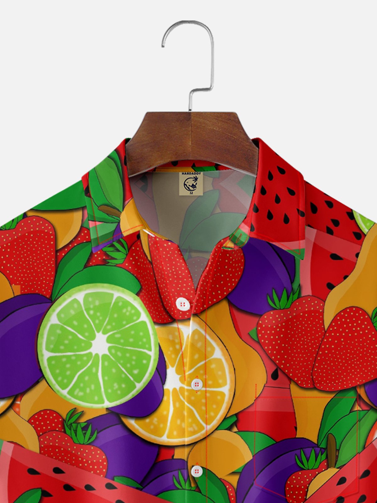 Hardaddy X Valentina Bjekovic Moisture-wicking Fruits Watermelon Strawberry Lime Orange Chest Pocket Casual Shirt