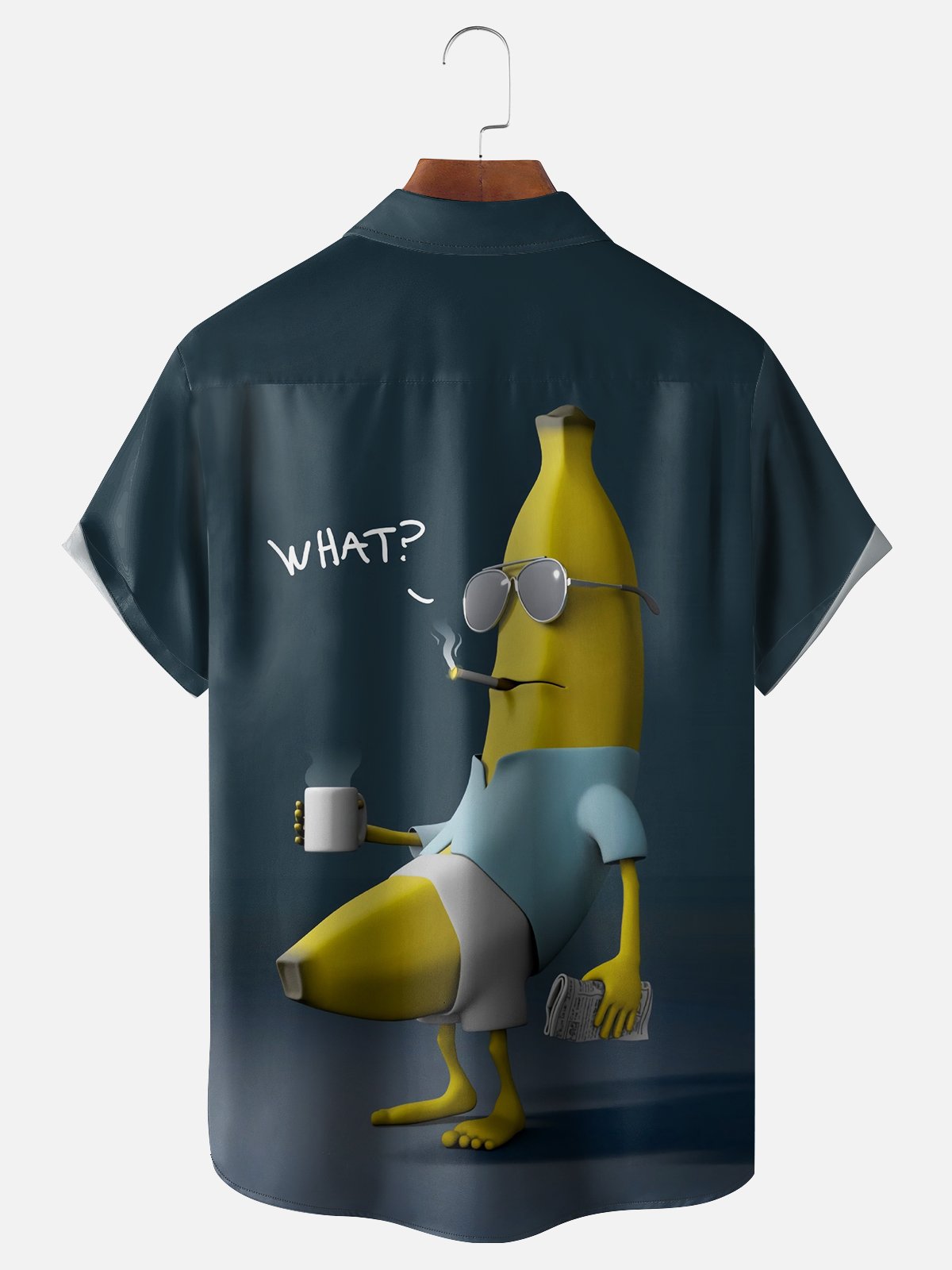 Tall Size Moisture-wicking Banana Fruit Funny Chest Pocket Casual Shirt