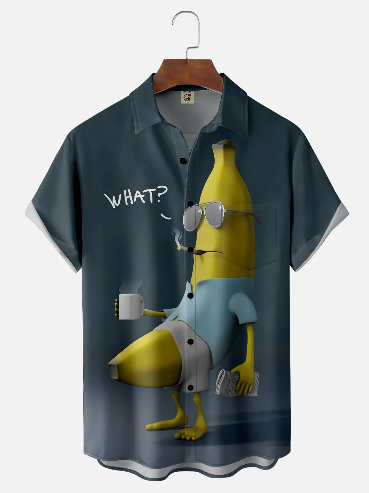 Tall Size Moisture-wicking Banana Fruit Funny Chest Pocket Casual Shirt