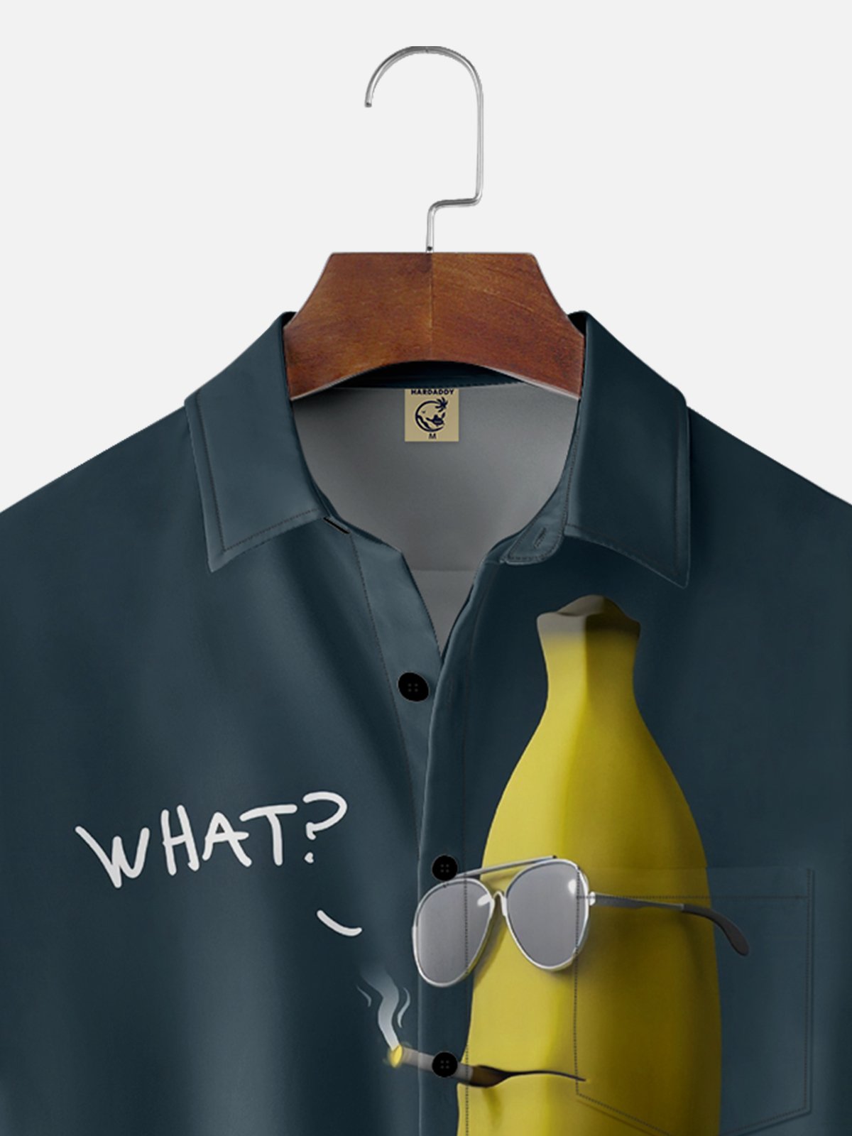 Tall Size Moisture-wicking Banana Fruit Funny Chest Pocket Casual Shirt