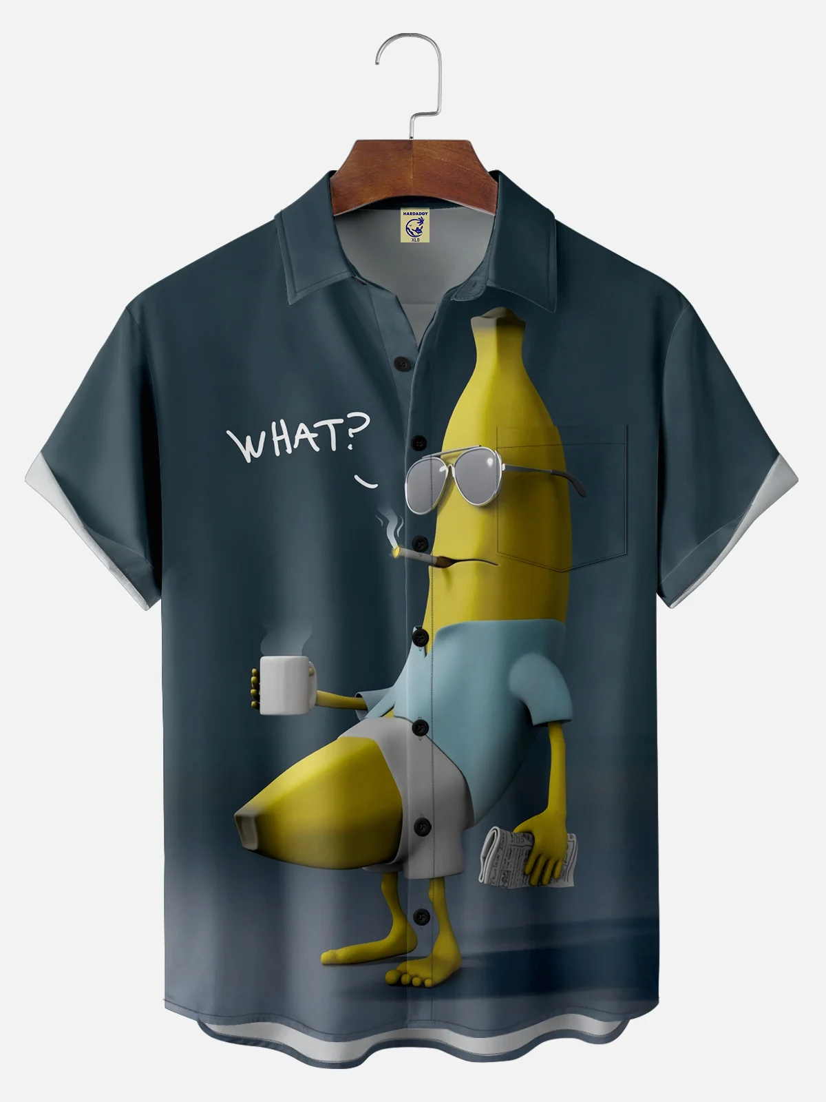 Big Size Moisture-wicking Banana Fruit Funny Chest Pocket Casual Shirt
