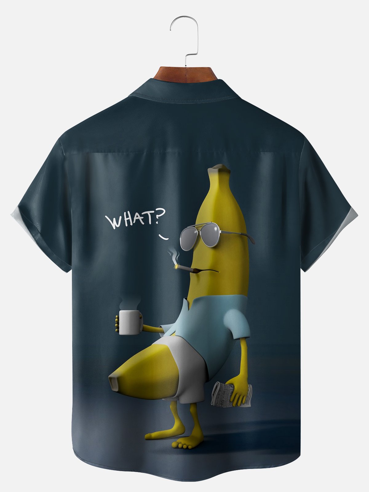 Big Size Moisture-wicking Banana Fruit Funny Chest Pocket Casual Shirt