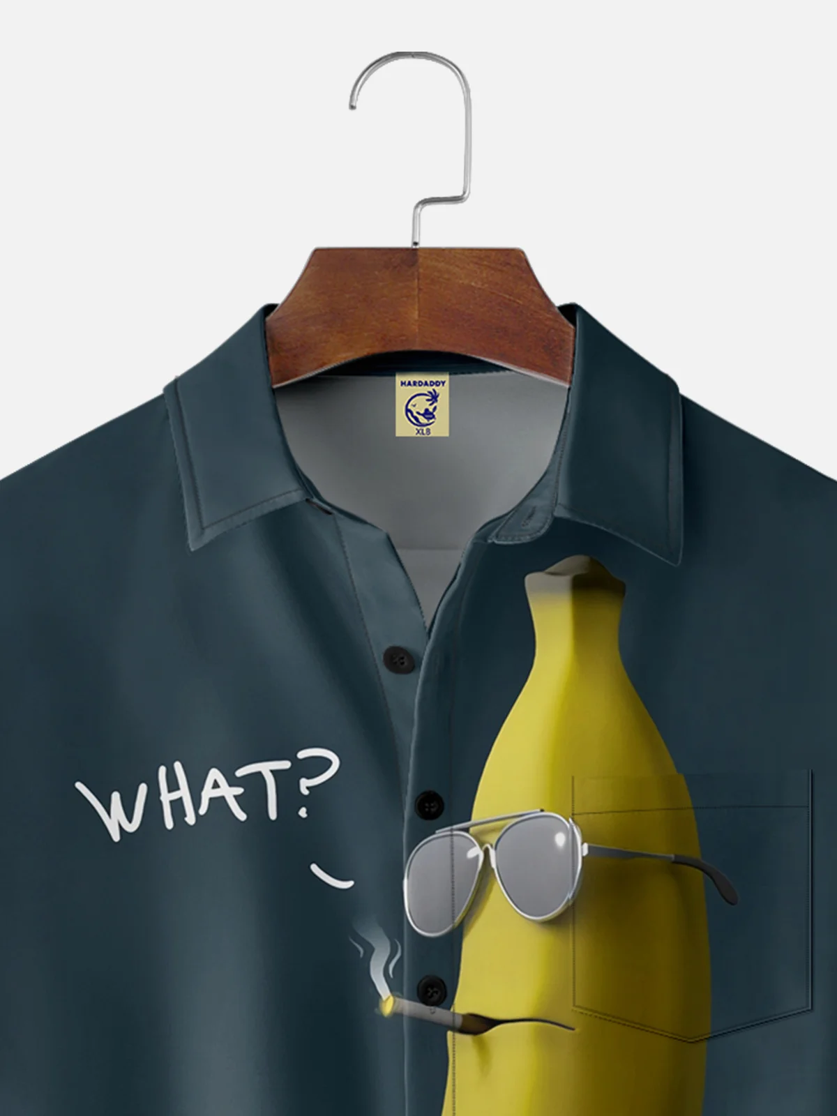 Big Size Moisture-wicking Banana Fruit Funny Chest Pocket Casual Shirt