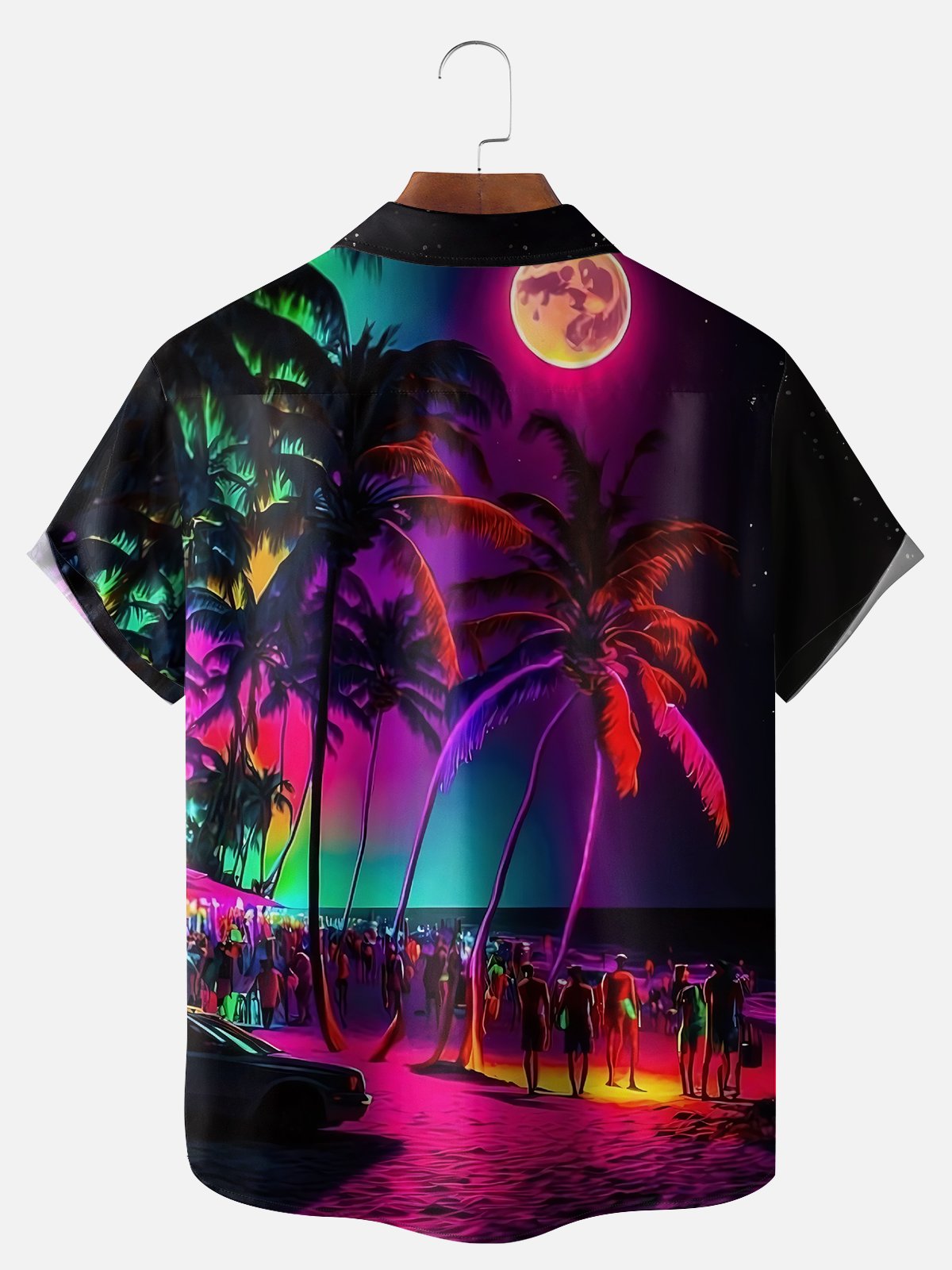 Big Size Moisture-wicking Dreamy Beach Coconut Tree Chest Pocket Hawaiian Shirt