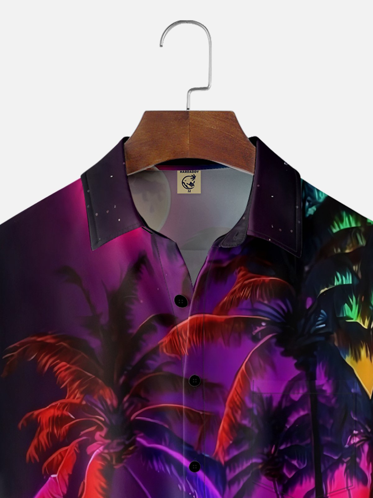 Tall Size Moisture-wicking Dreamy Beach Coconut Tree Chest Pocket Hawaiian Shirt