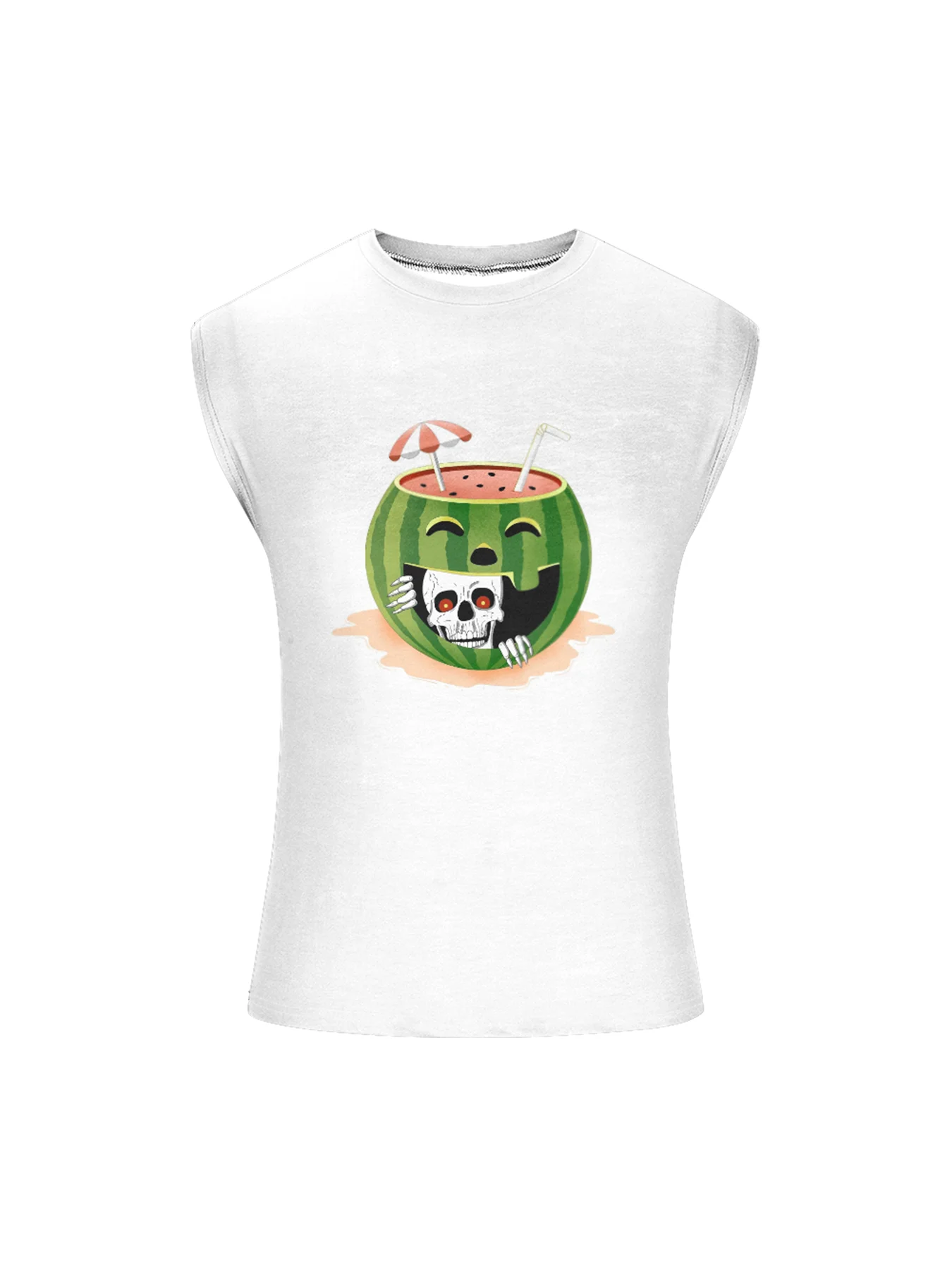 Hardaddy X Kimprut Imut Mens Crewneck Tank Tops Halloween Watermelon Cocktail Beach Sleeveless Shirt