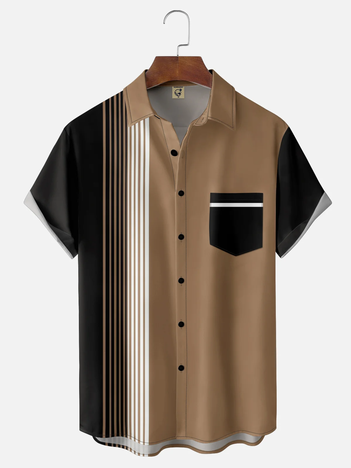 Retro Strips Graphics Short Sleeve Casual Men's Shirt