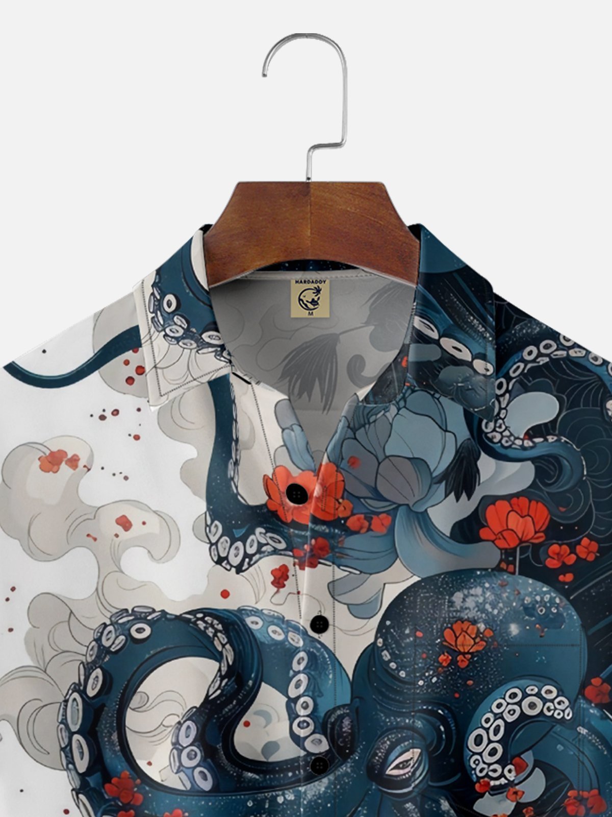 Tall Size Moisture-wicking Octopus Chest Pocket Hawaiian Shirt