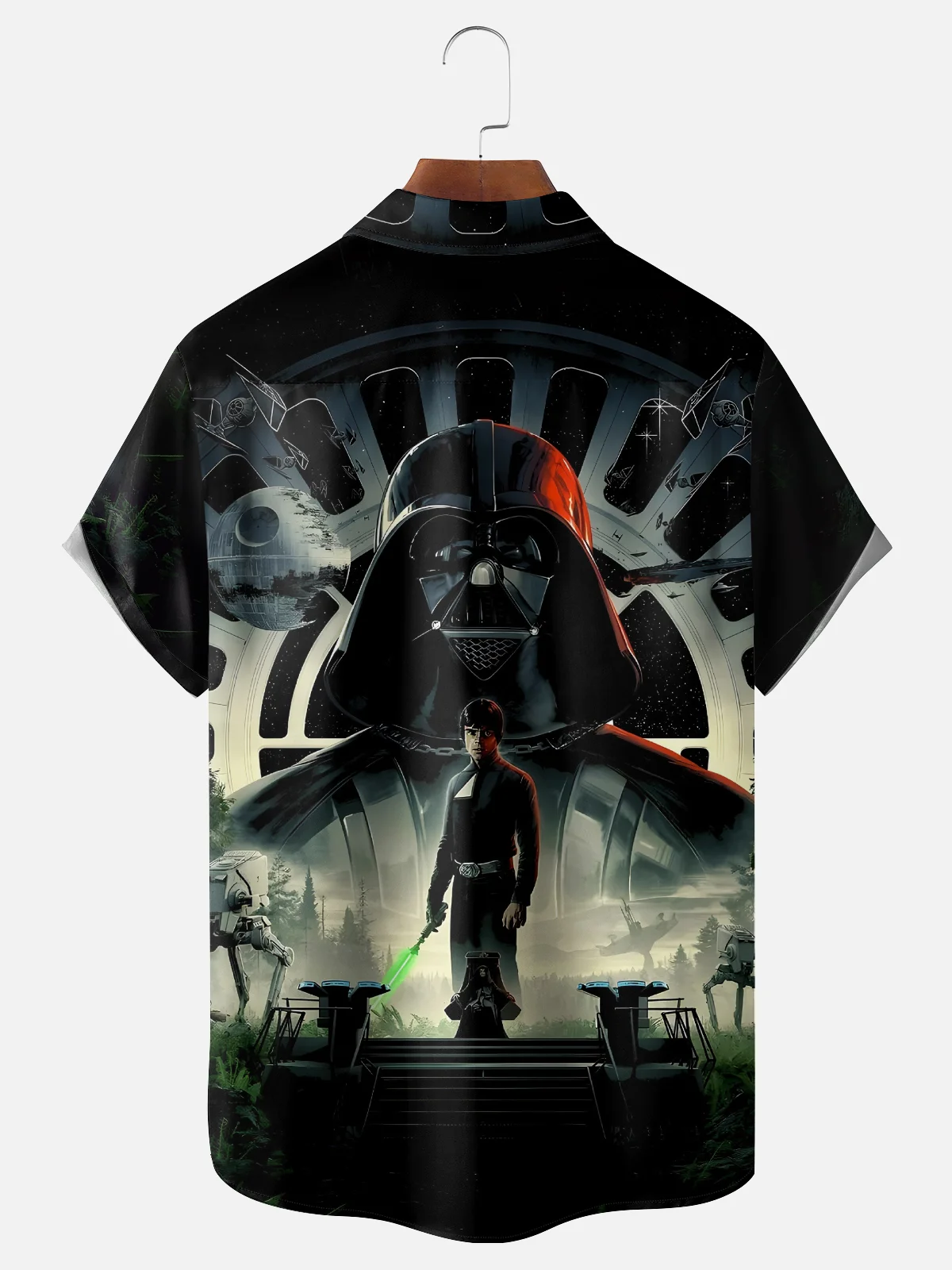 Tall Size Moisture-wicking Dark Star Art Wars Chest Pocket Casual Shirt