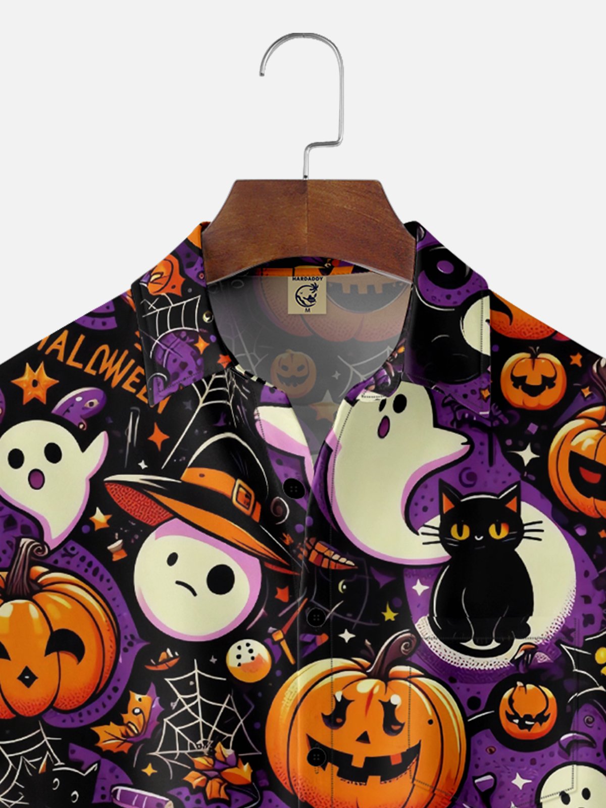 Moisture-wicking Halloween Ghost Pumpkin Chest Pocket Casual Shirt