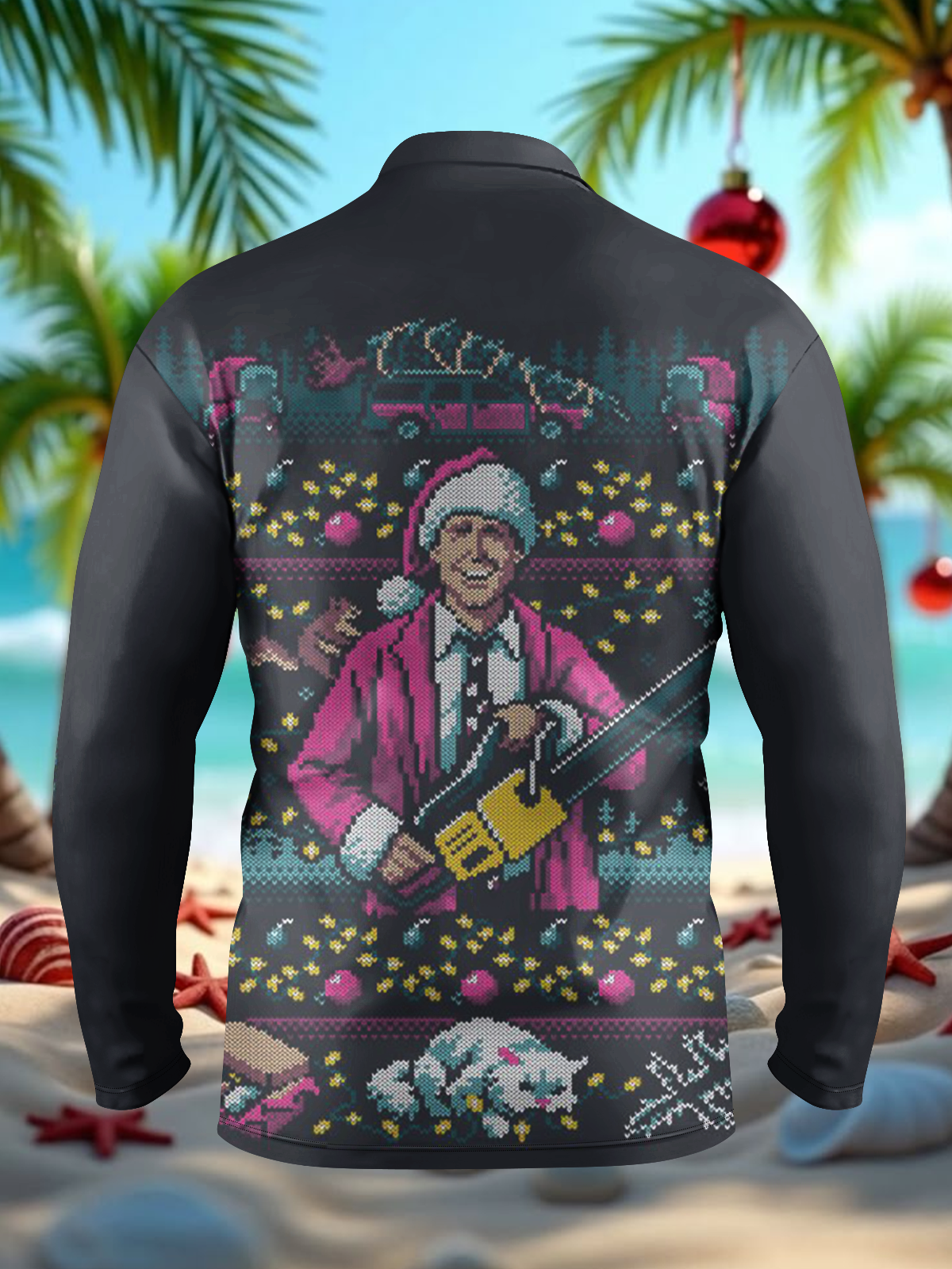 Moisture-Wicking Christmas Chainsaw Man Long Sleeve Golf Polo