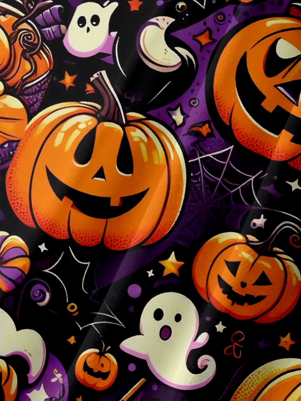 Moisture-wicking Halloween Ghost Pumpkin Chest Pocket Casual Shirt