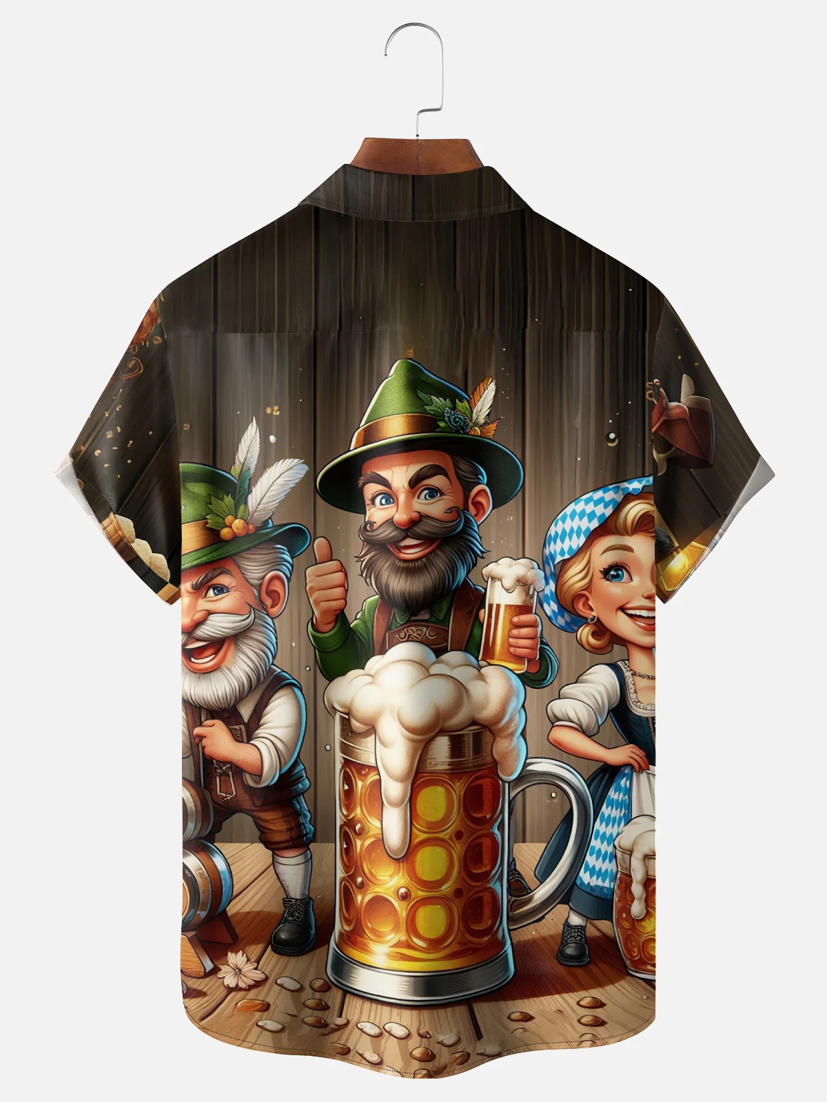 Moisture-wicking Oktoberfest Beer Bartender Dwarf Funny Chest Pocket Casual Shirt