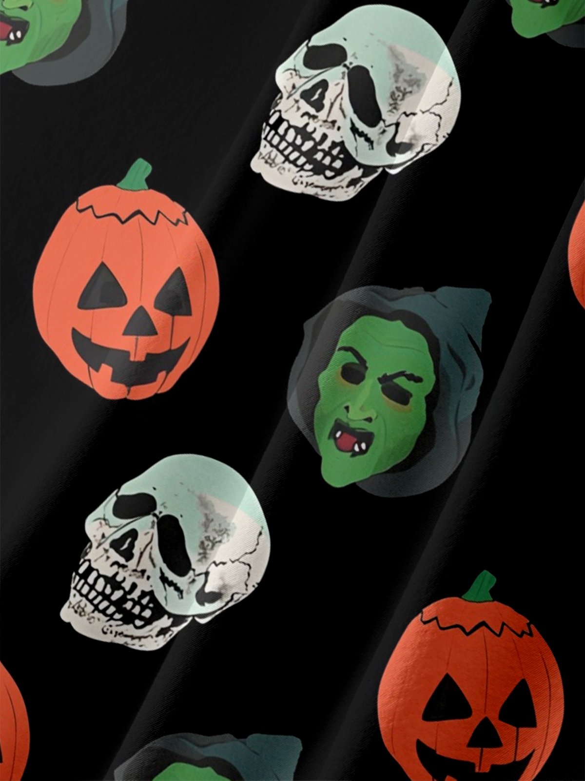 Moisture Wicking Halloween Pumpkin Ghost Skull Chest Pocket Hawaiian Shirt