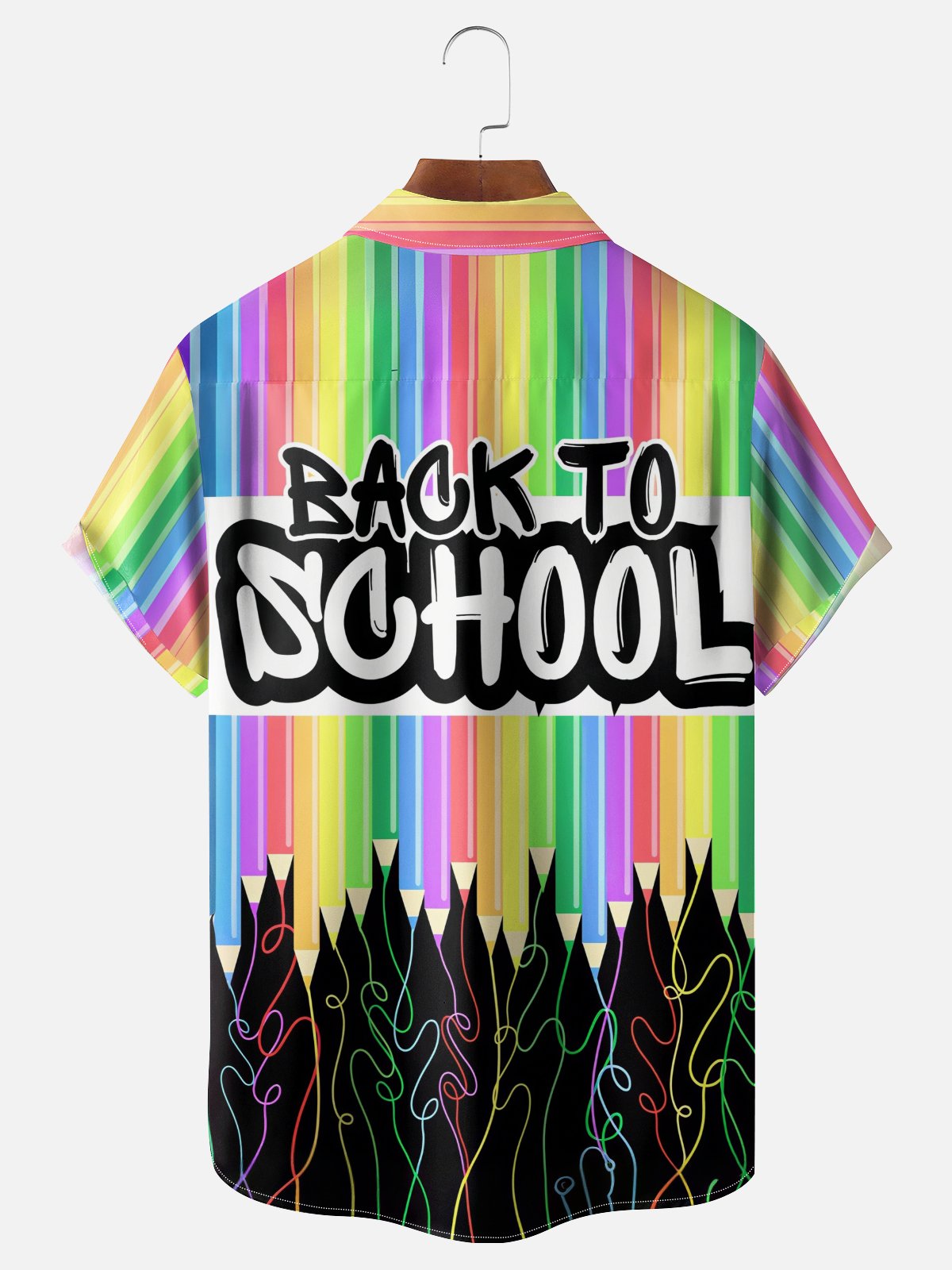 Moisture Wicking Gradient Color Abstract Geometric Back To School Season Chest Pocket Hawaiian Shirt