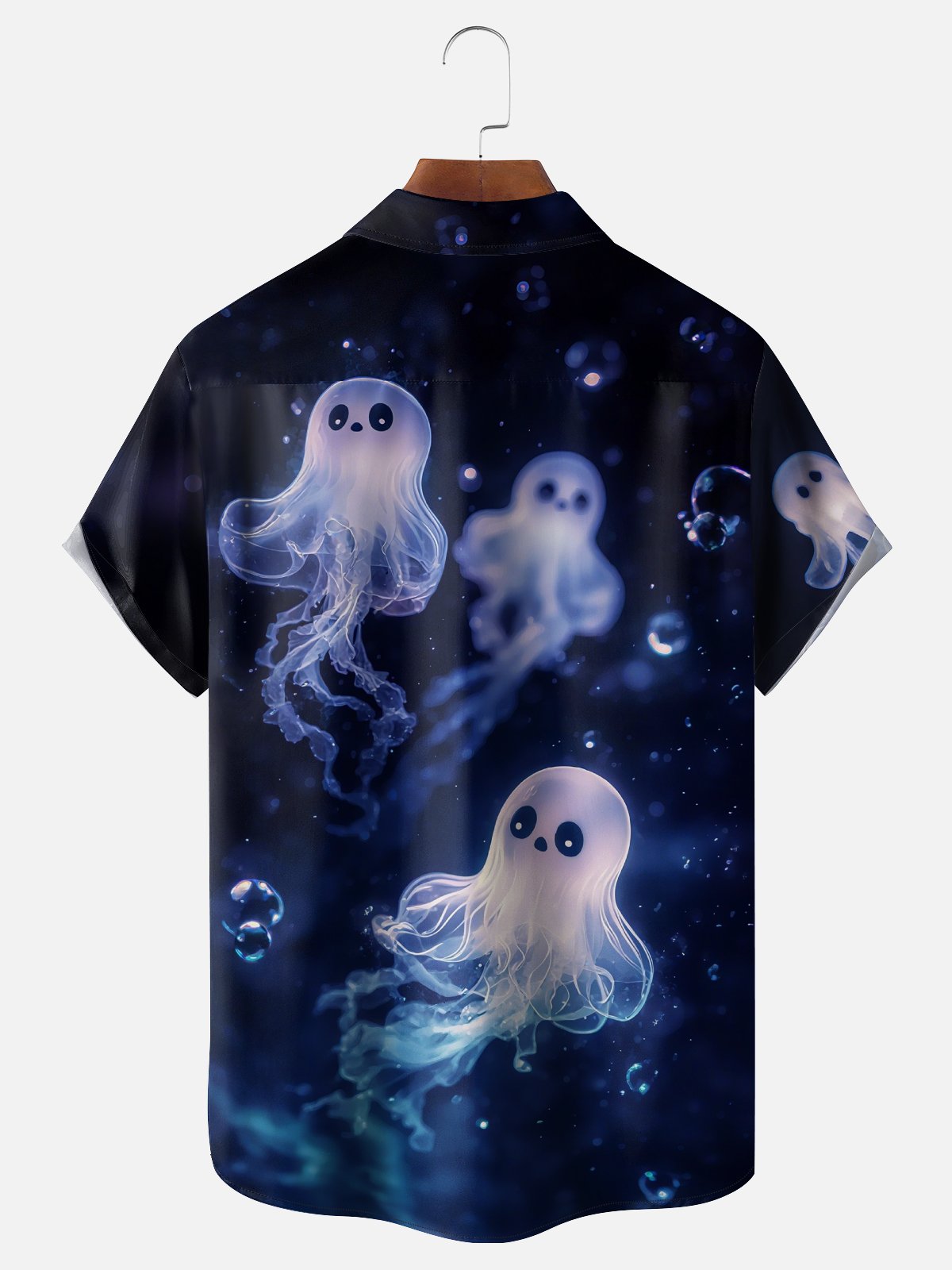 Moisture-Wicking Halloween Ghost Chest Pocket Hawaiian Shirt
